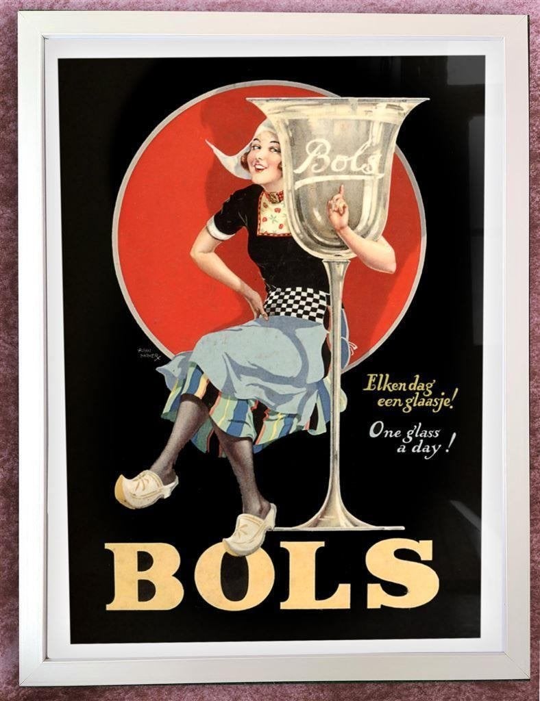 [Poster in Frame] Retro BOLS JENEVER Reclame Pub Bar keet, Verzamelen, Verzenden, Nieuw, Reclamebord