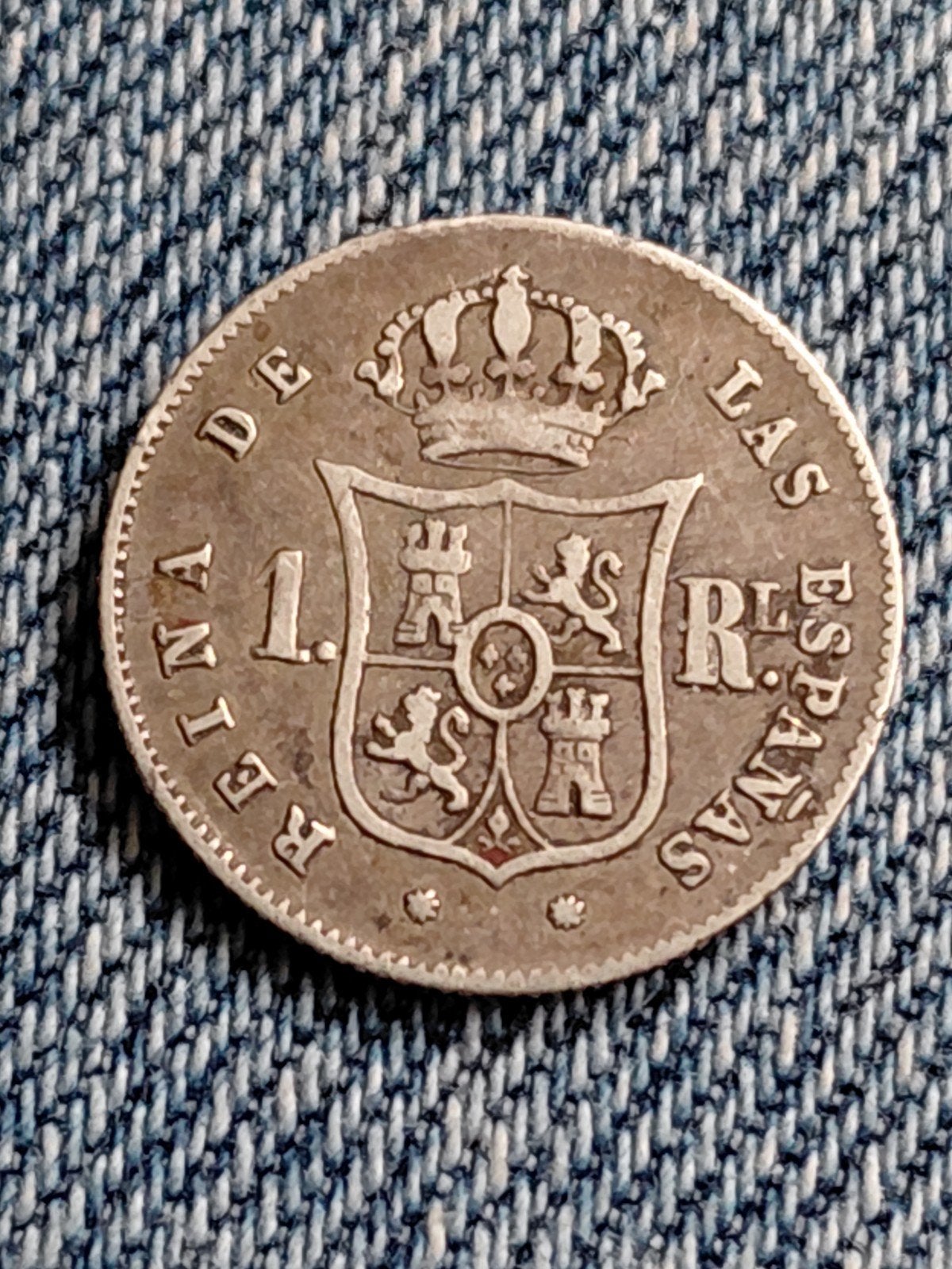 Spanje 1 Real 1861 Barcelona munt Isabella II  -Zilver, Verzenden, Overige landen, Losse munt, Zilver