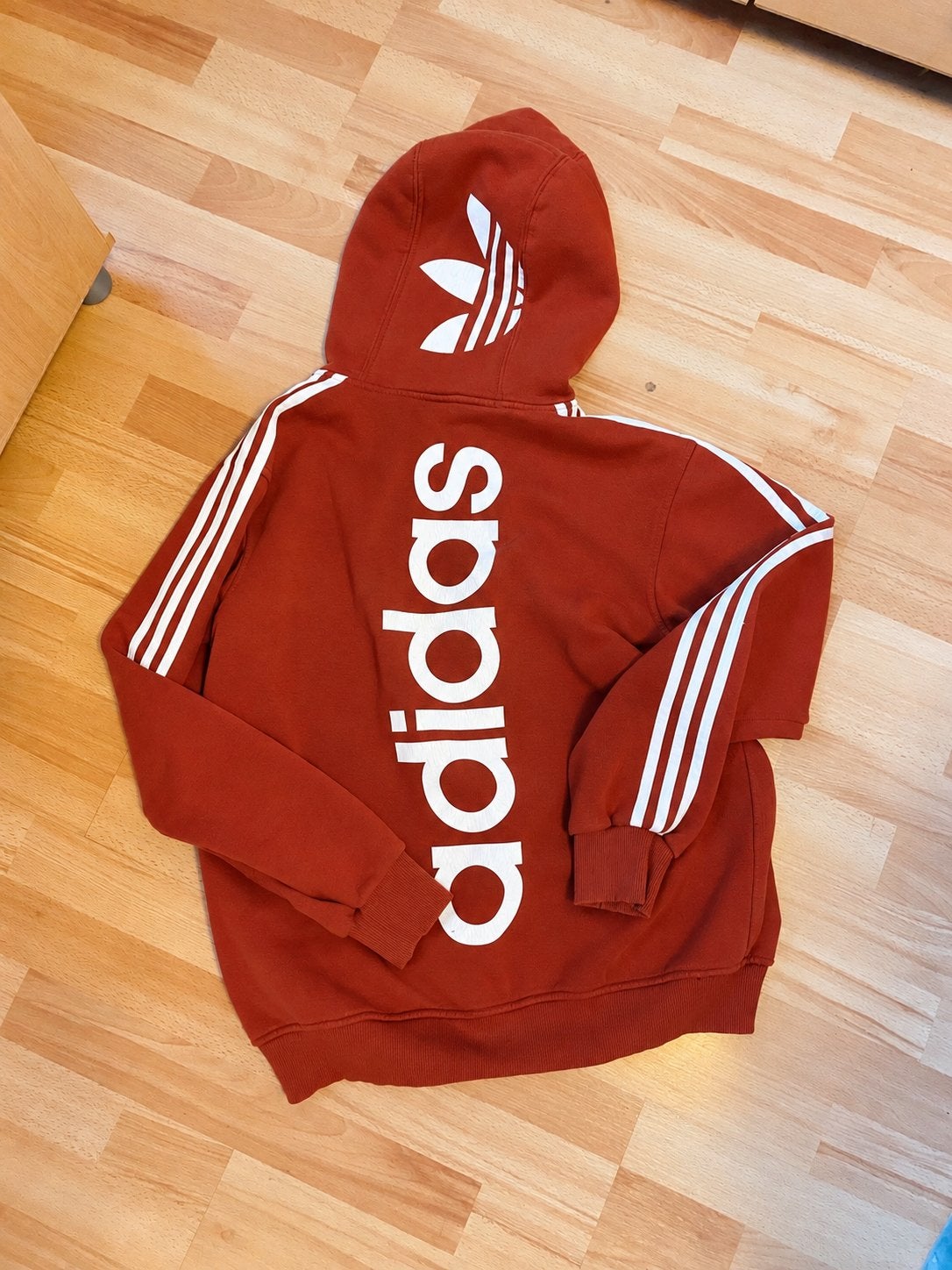 Dik Roestbruin-wit Adidas vest capuchon maat XL, Bruin, Maat 56/58 (XL), Ophalen of Verzenden, Gedragen