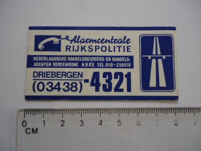 sticker Jaren 70 ALARM Driebergen Rijkspolitie porsche auto, Verzamelen, Verzenden, Zo goed als nieuw, Auto of Motor