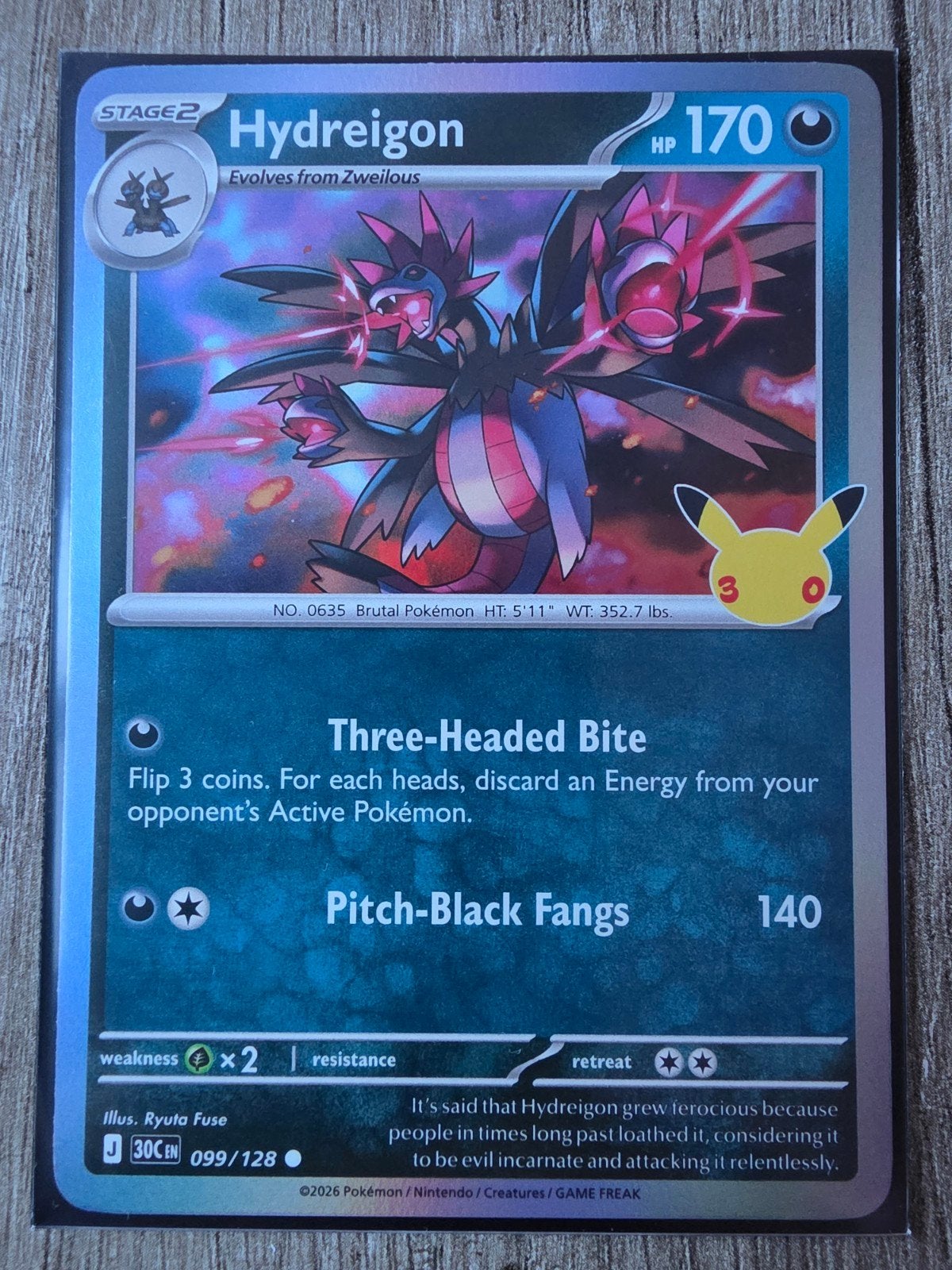 Hydreigon 099/128 Celebrations Pokémon Kaart, Ophalen of Verzenden, Zo goed als nieuw, Losse kaart