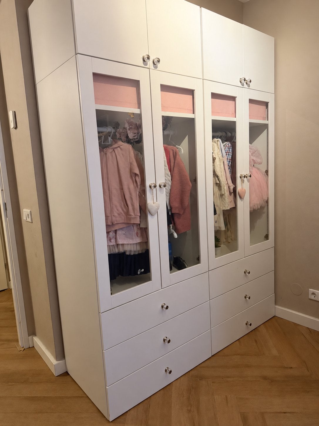 IKEA kinder Kledingkast Glazen Deuren en Lades goud, Ophalen, 200 cm of meer, 150 tot 200 cm, Met lade(s)