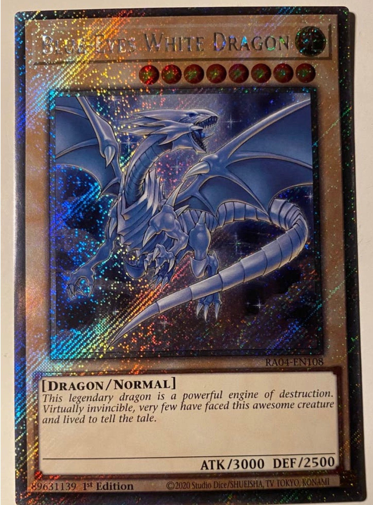 Yu-Gi-Oh! Blue-Eyes White Dragon RA04 1st Edition !, Hobby en Vrije tijd, Verzamelkaartspellen | Yu-gi-Oh!, Ophalen of Verzenden