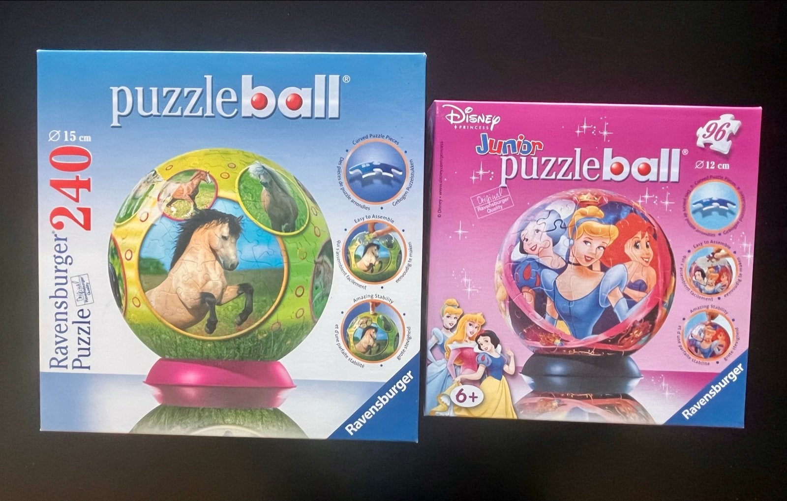 Combi deal: 2 Ravensburger Puzzleball paarden en Disney, Ophalen of Verzenden, Meer dan 50 stukjes, Gebruikt, 6 jaar of ouder