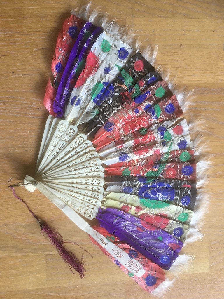 antieke waaier art deco 1925 veren, Ophalen of Verzenden