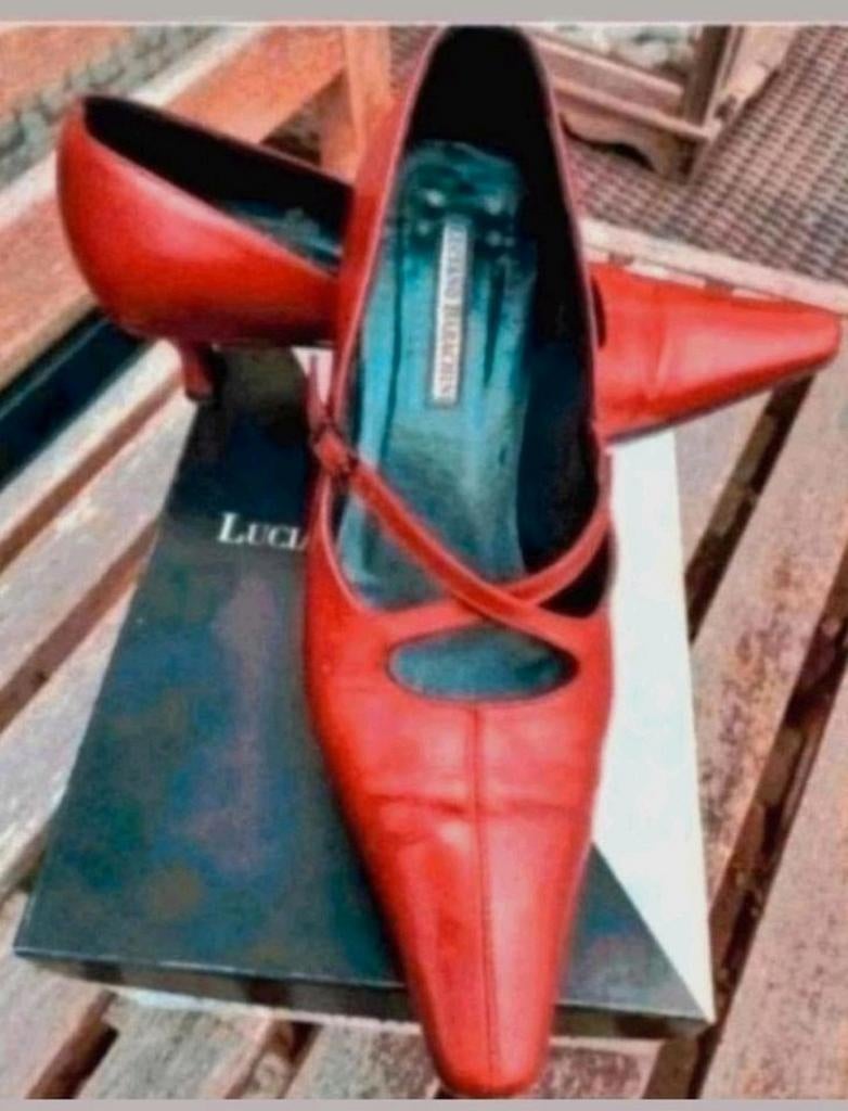 Vintage donkerrode pumps van Luciano Barachini, Pumps, Verzenden, Luciano Barachini, Zo goed als nieuw