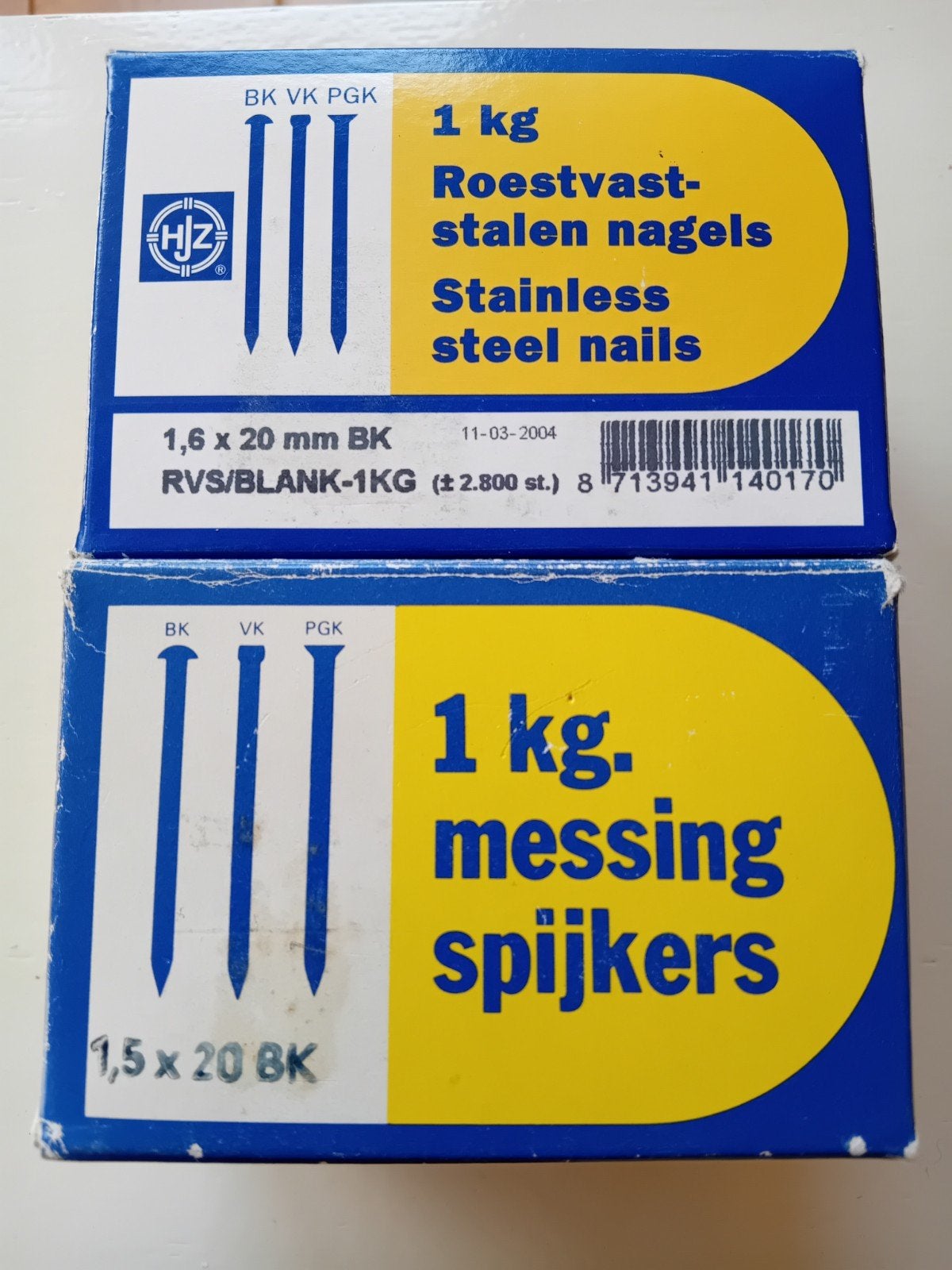 RVS en Messing Spijkers - Diverse Maten, Doe-het-zelf en Verbouw, Hout en Planken, Minder dan 25 mm, Ophalen of Verzenden, Plank