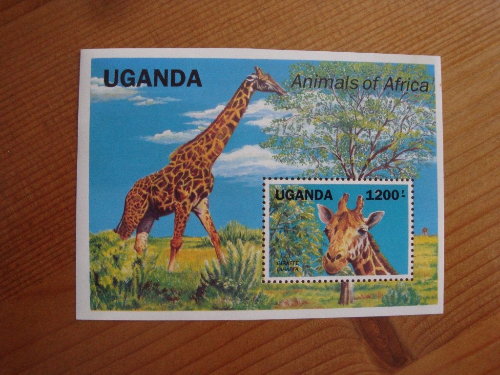 Oeganda velletje Giraffe Afrikaanse dieren 1991 Uganda, Ophalen of Verzenden, Overige landen, Postfris
