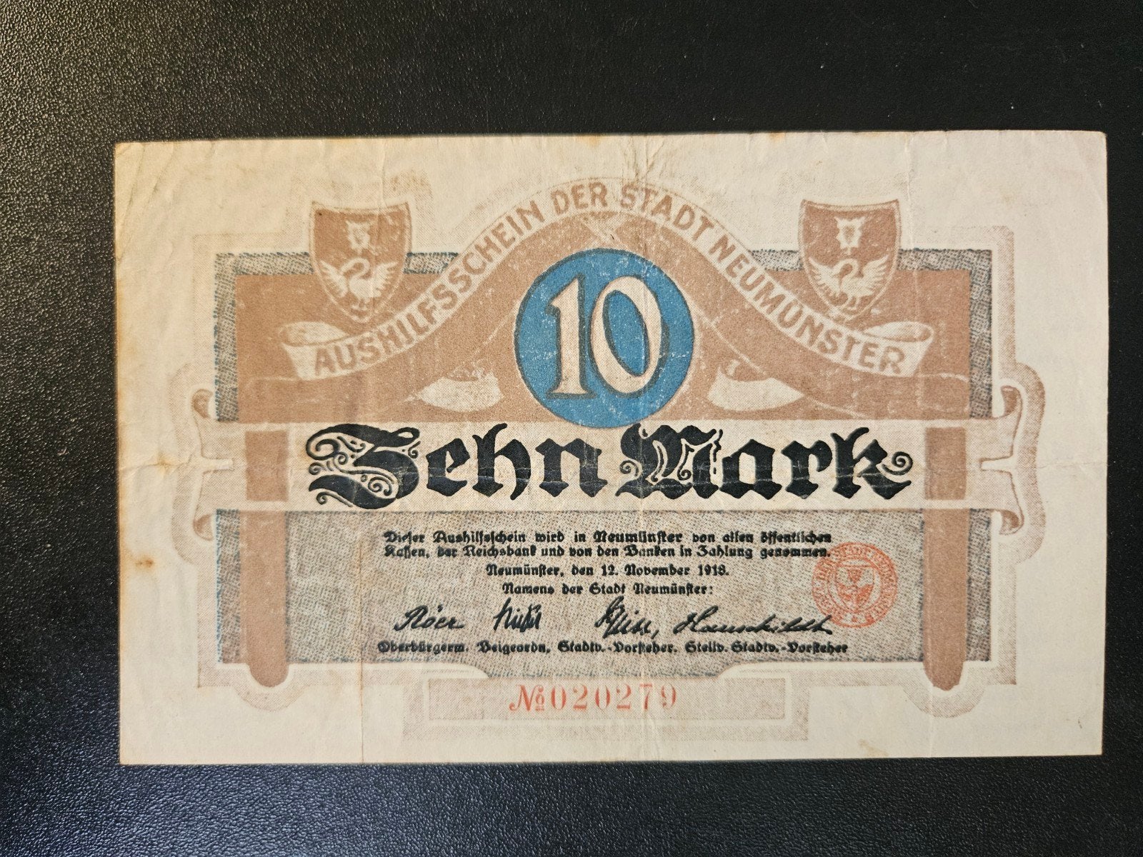 Duitsland NEUMÜNSTER Schleswig-Holstein 1918  10 Mark, Postzegels en Munten, Bankbiljetten | Europa | Niet-Eurobiljetten, Ophalen of Verzenden