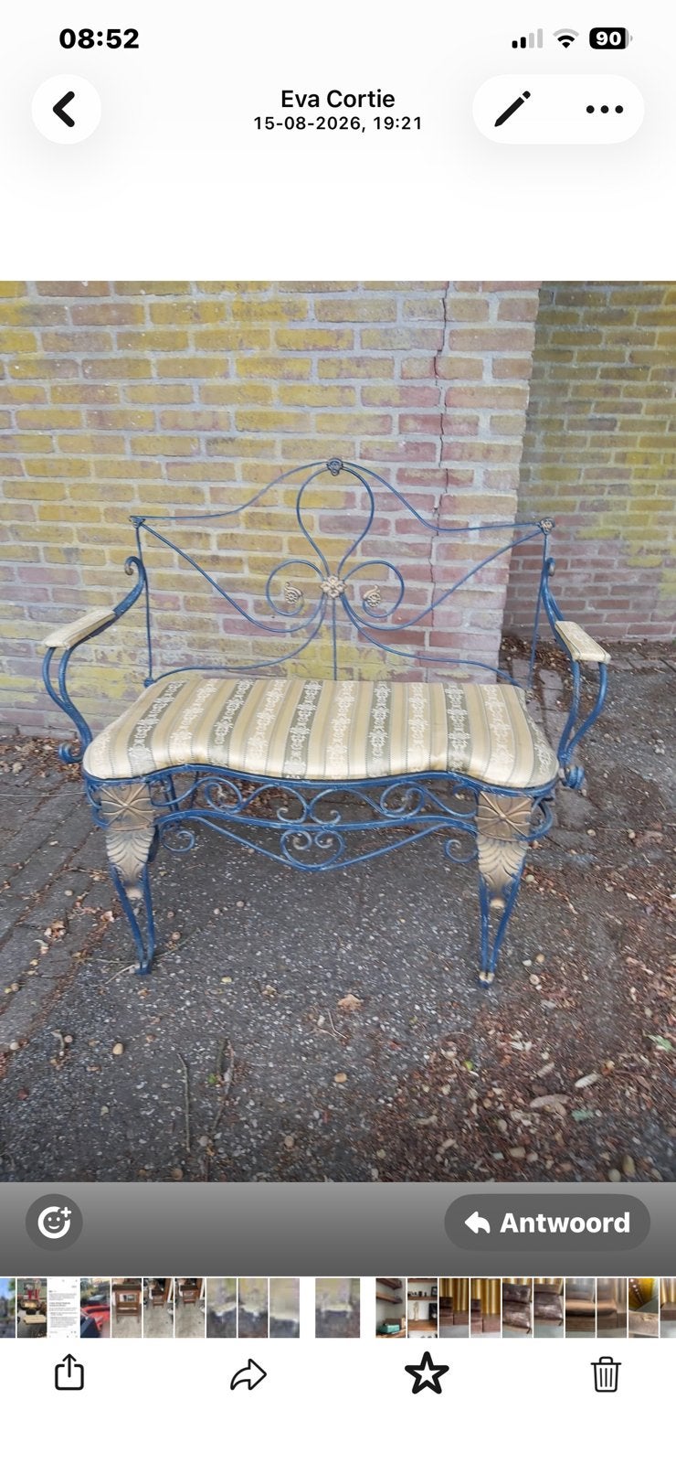 Antieke Tuinbank Edwardiaanse Stijl – Prachtig Smeedwerk, Antiek en Kunst, Ophalen