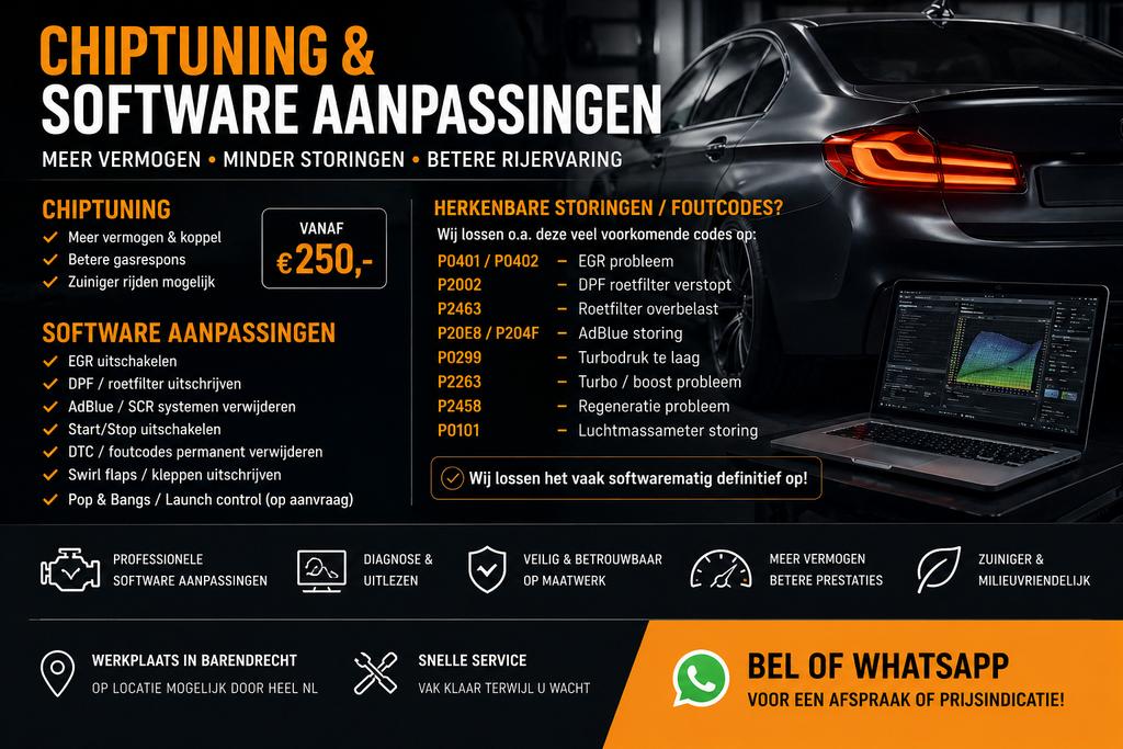 CHIPTUNING & SOFTWARE AANPASSINGEN – REGIO BARENDRECHT, Ophalen of Verzenden