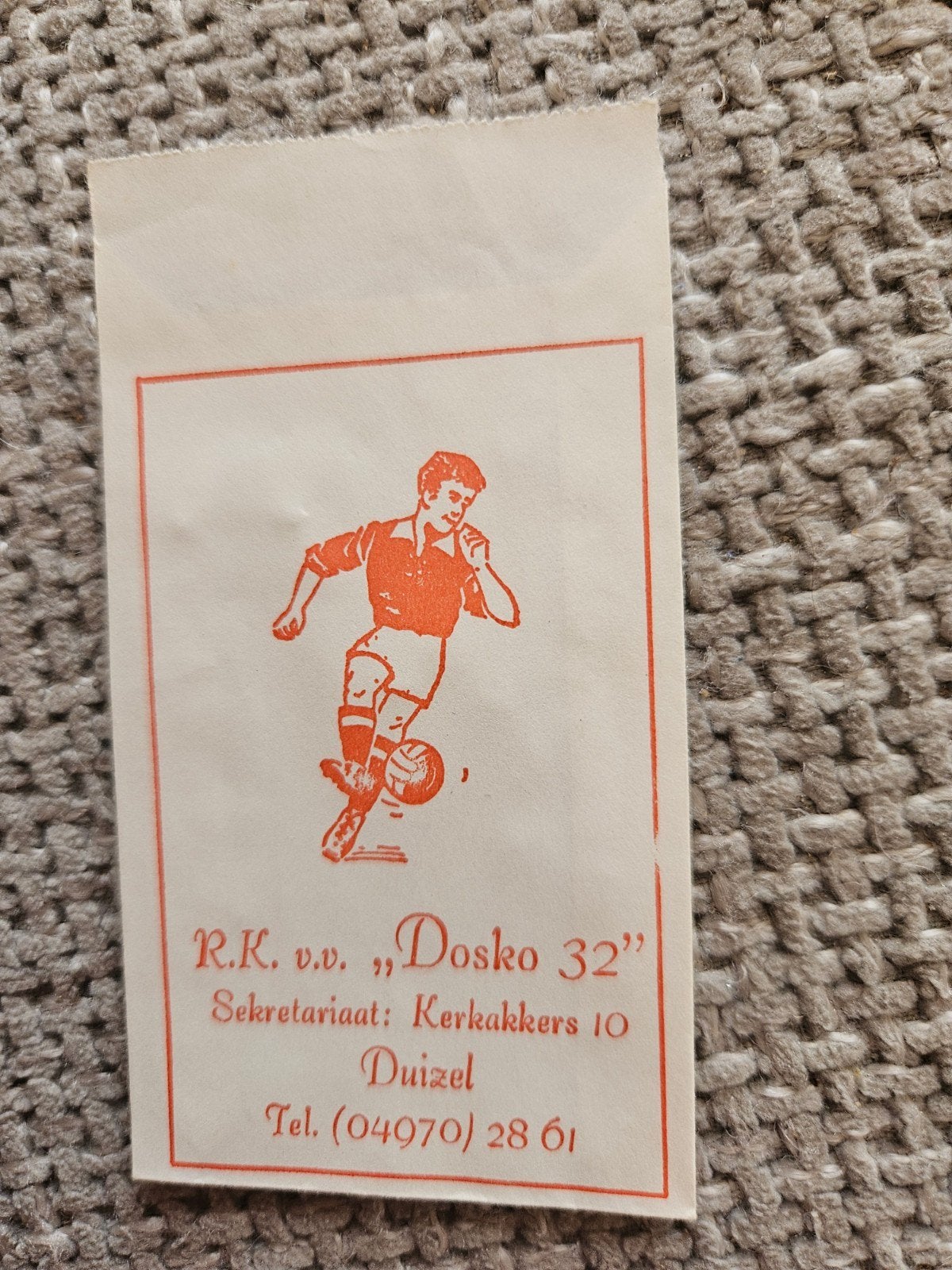 R.K. v.v. "Dosko 32" voetbalmemorabilia suikerzakje, Ophalen of Verzenden, Gebruikt, Buitenlandse clubs