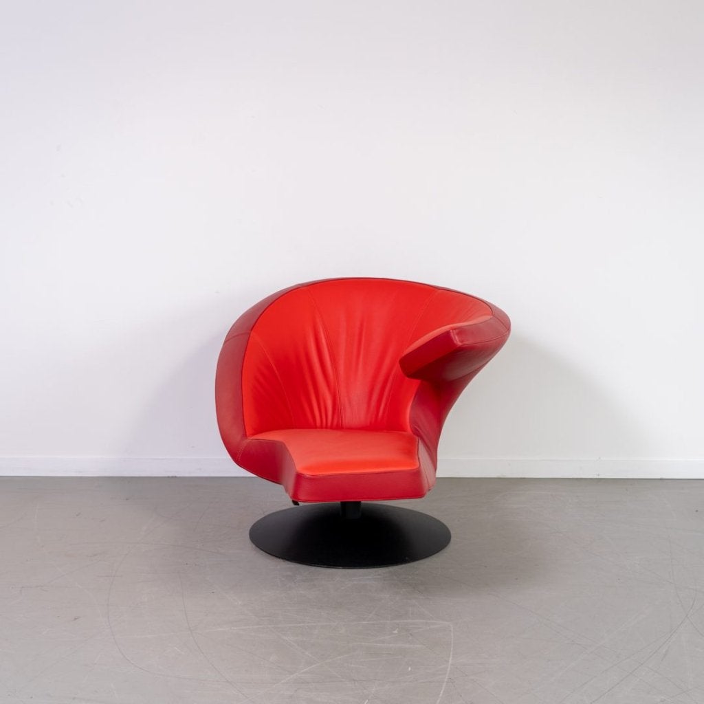 Leolux Parabolica Fauteuil Oranje/Rood Leer - Zwart, Niet ingevuld, Nieuw, Niet ingevuld, Niet ingevuld