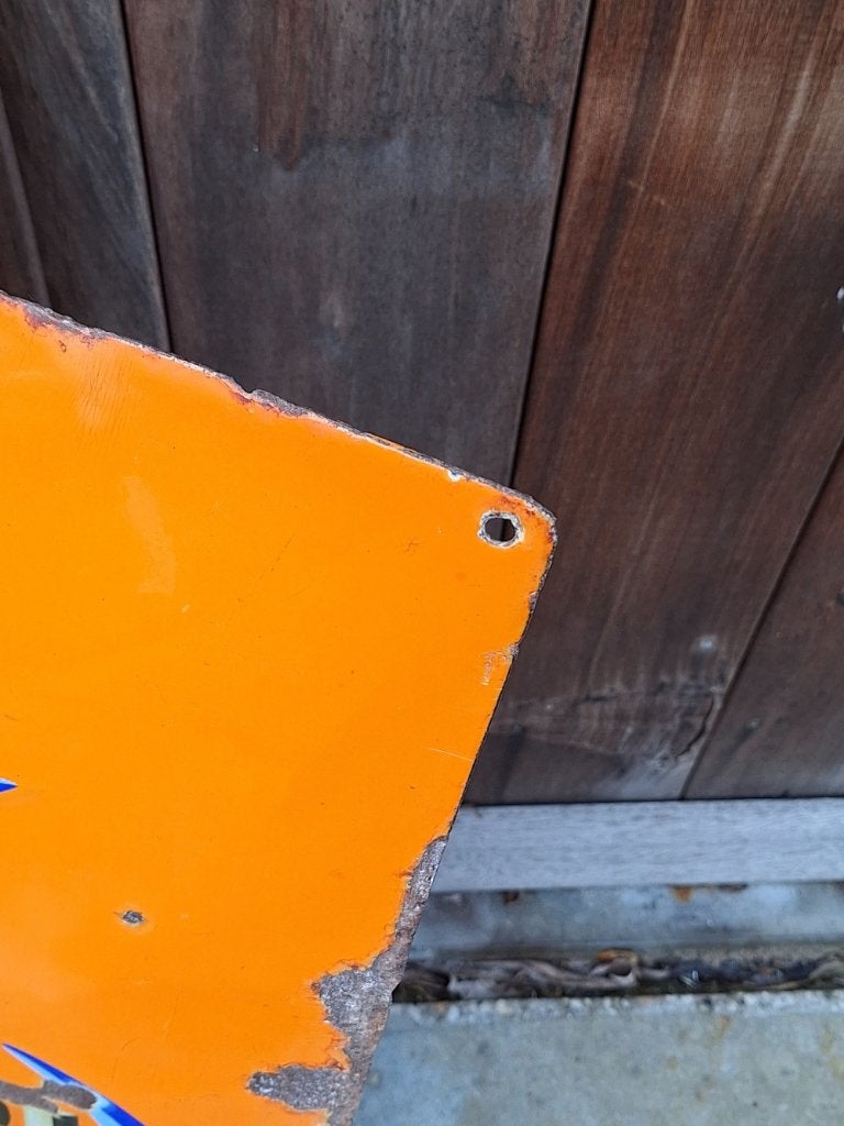 Stoer antiek emaille reclamebord, KAR MITRI zigaretten., Ophalen of Verzenden