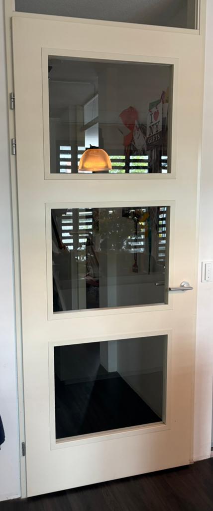 Berkvens opdekdeur met glas, Doe-het-zelf en Verbouw, Deuren en Horren, Ophalen, Gebruikt, 80 tot 100 cm, 215 cm of meer