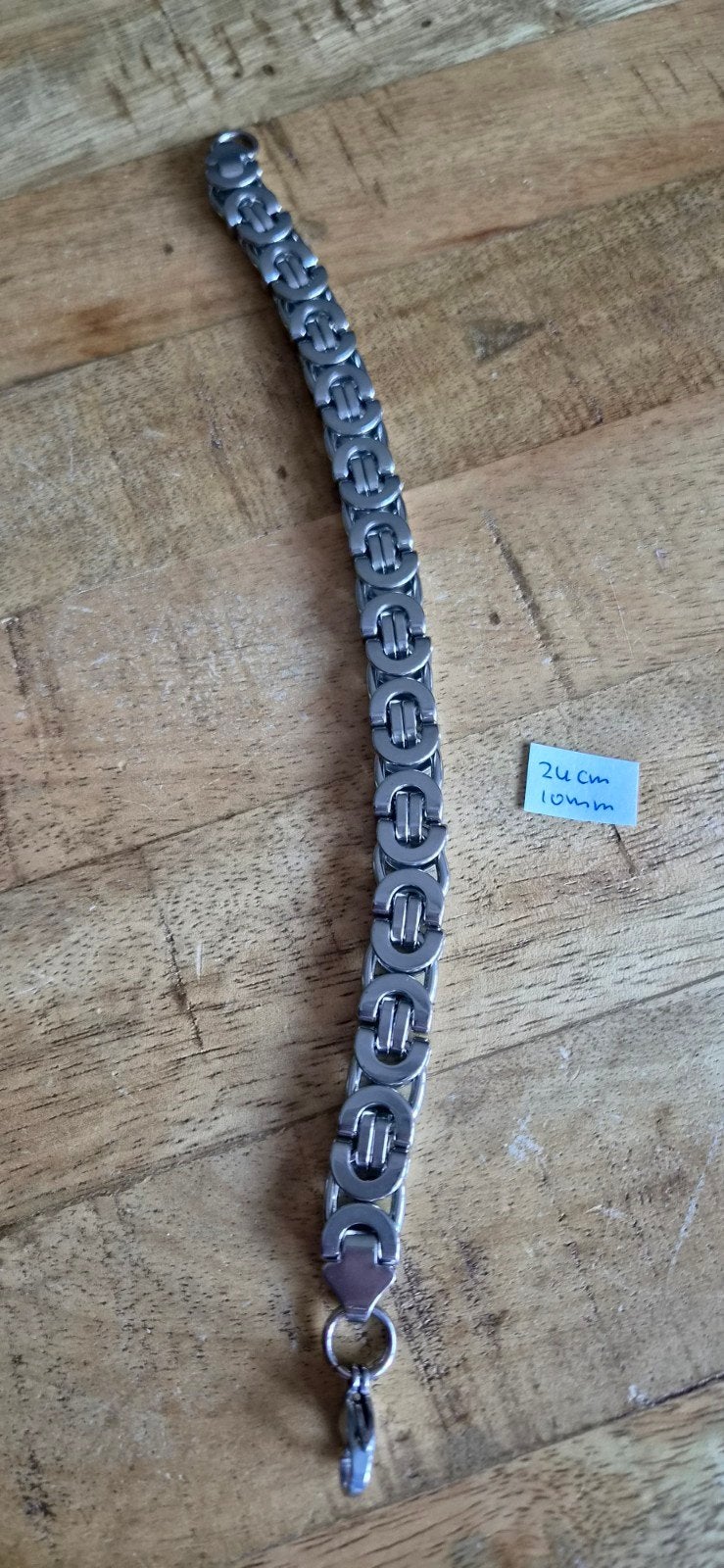 Stoere Koningsarmband - 24 cm, 10 mm, Ophalen of Verzenden, Nieuw, Zilver, Staal