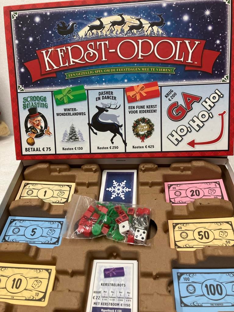 Nieuw Kerst-Opoly Gezelschapsspel - Een Gezellig Spel, Hobby en Vrije tijd, Gezelschapsspellen | Bordspellen, Drie of vier spelers