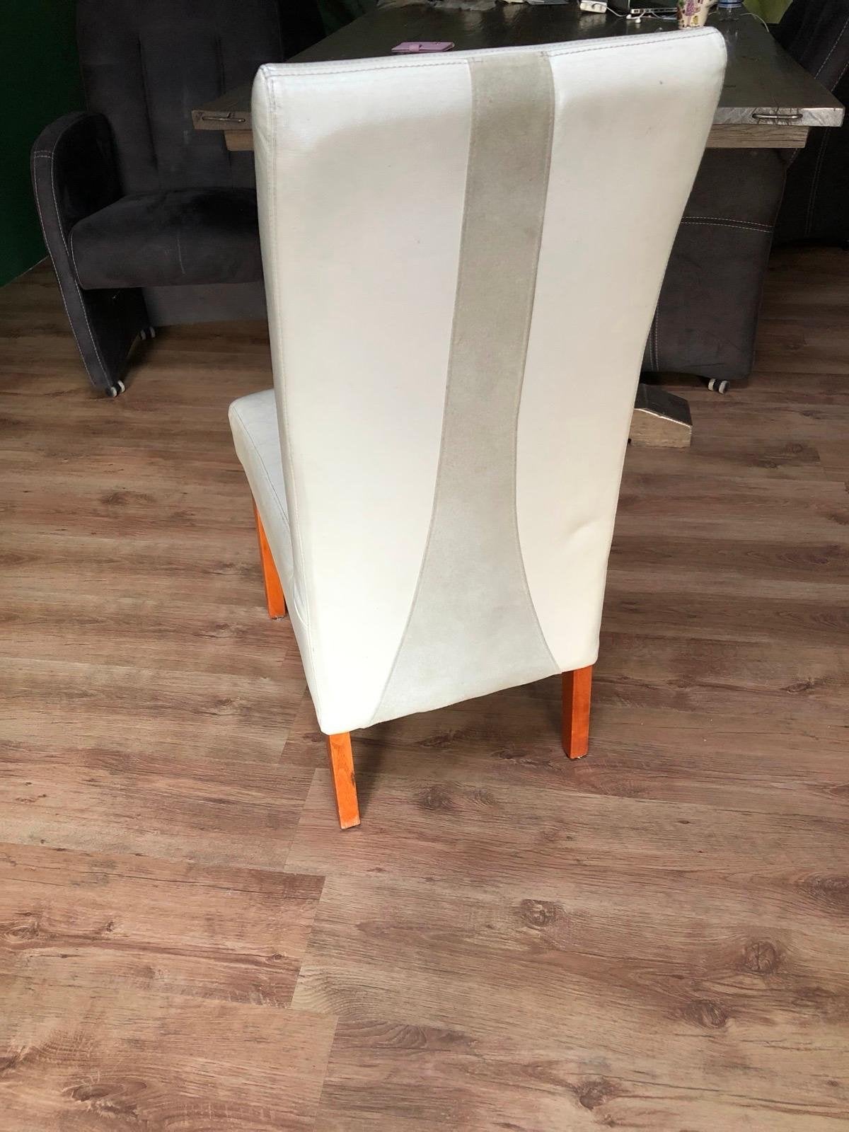 6 Elegante eetkamerstoel - creame met suede  accenten, Ophalen, Overige kleuren, Hout, Zo goed als nieuw