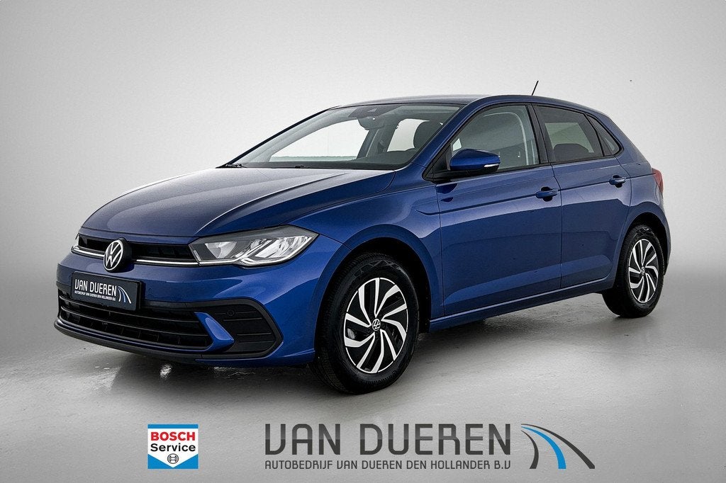 Volkswagen Polo 1.0 TSI Life Edition Lichtmetaal, Carplay, G, Auto's, Stof, Gebruikt, Blauw, Bedrijf