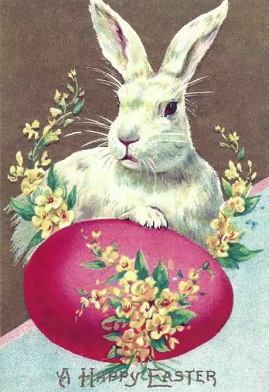 Pasen prentbriefkaart: Happy Easter Paashaas {43}, Verzenden, 1980 tot heden, Ongelopen, Feest(dag)