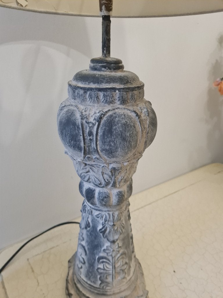 Grote houten lampenvoet met licht groene kap, Antiek en Kunst, Ophalen of Verzenden