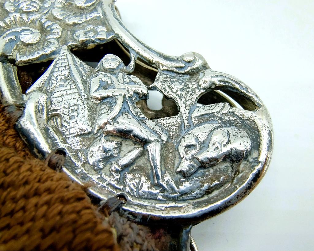 Zilveren tasbeugel, Groningen, voorstelling verloren zoon., Antiek en Kunst, Verzenden, Zilver