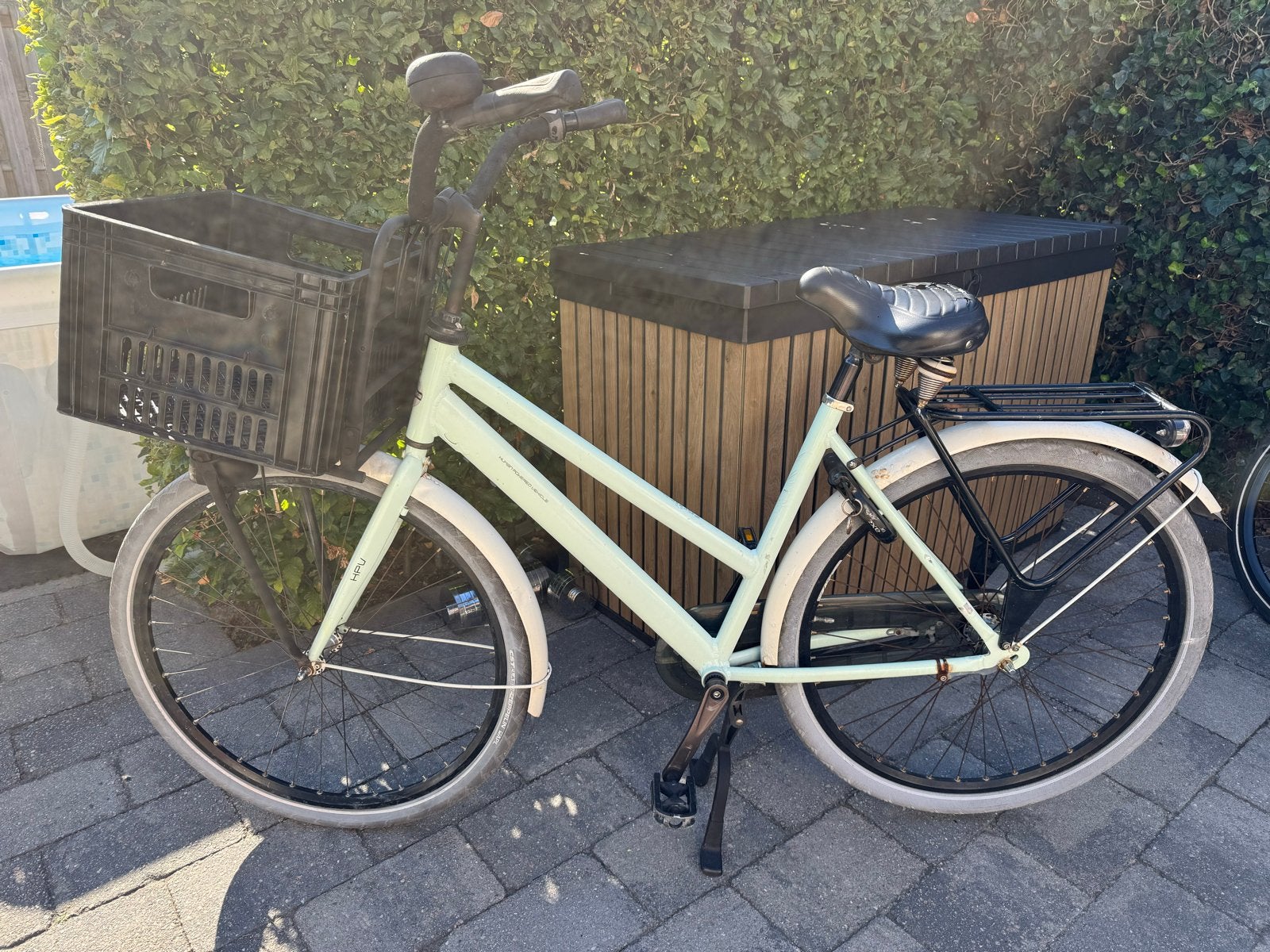 Gebruikte cortina fiets met voordrager en mand, Fietsen en Brommers, 50 tot 53 cm, Ophalen of Verzenden, Gebruikt, Terugtraprem