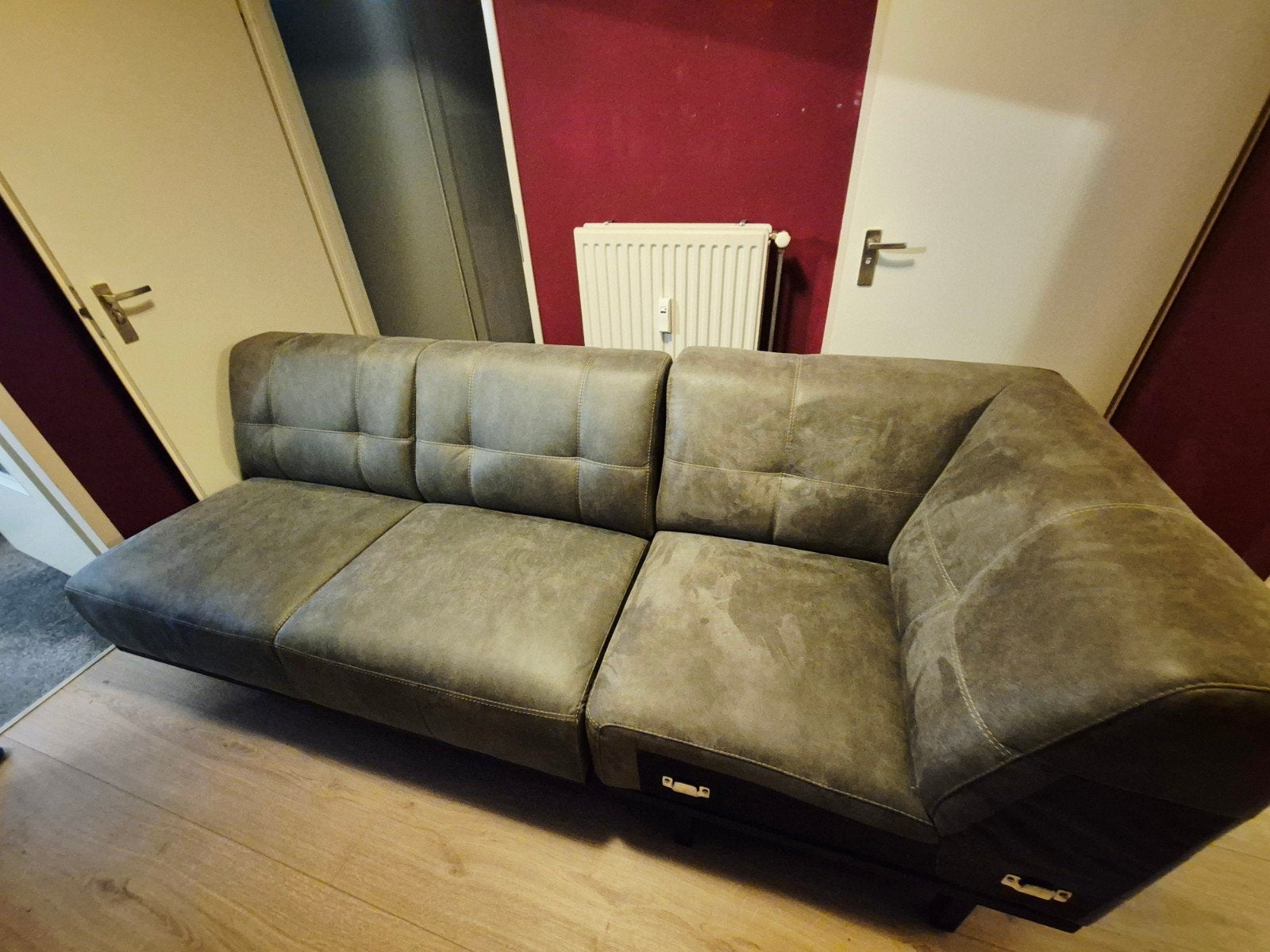 3 zits bank, Ophalen, Gebruikt, Leer
