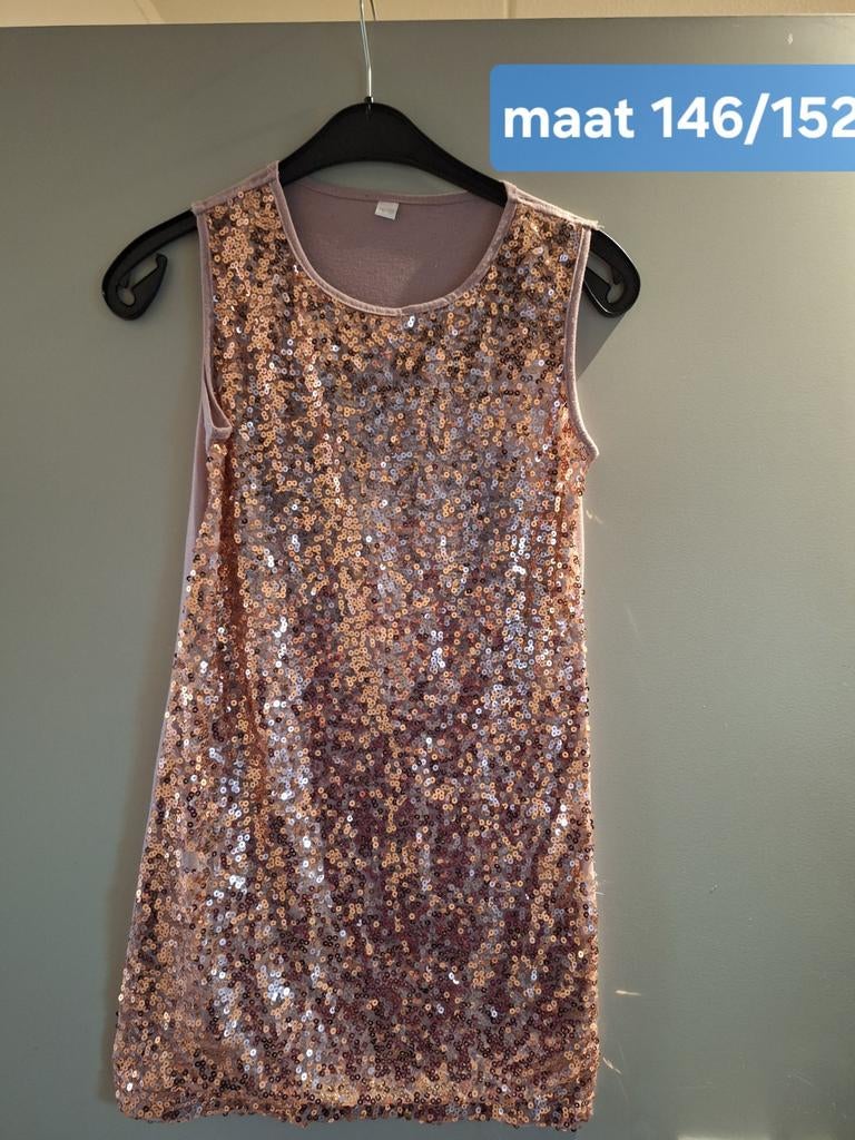 Glinsterende pailletten jurk maat 146/152, Kinderen en Baby's, Kinderkleding | Maat 146, Gebruikt, Meisje, Ophalen of Verzenden