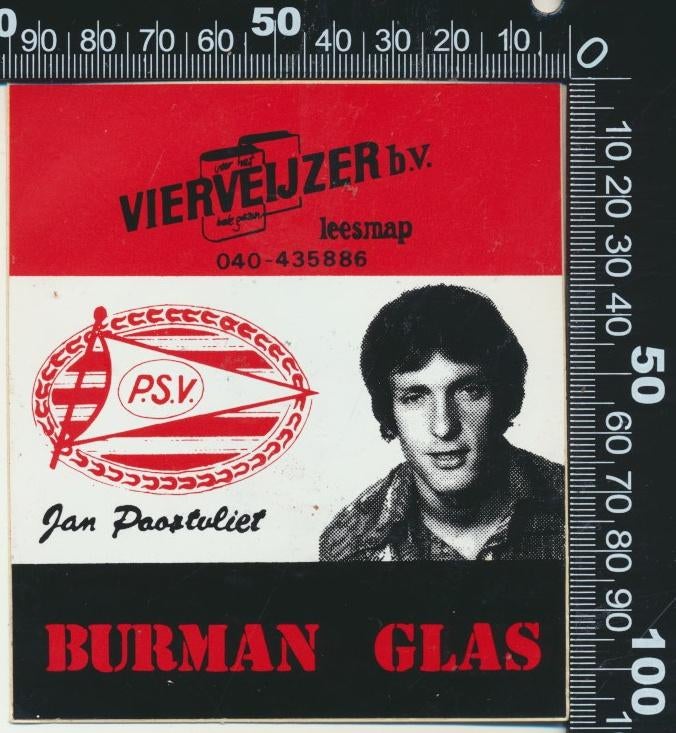 Sticker: PSV - Jan Poortvliet - Vierveijzer Leesmap, Verzamelen, Ophalen of Verzenden, Zo goed als nieuw, Sport