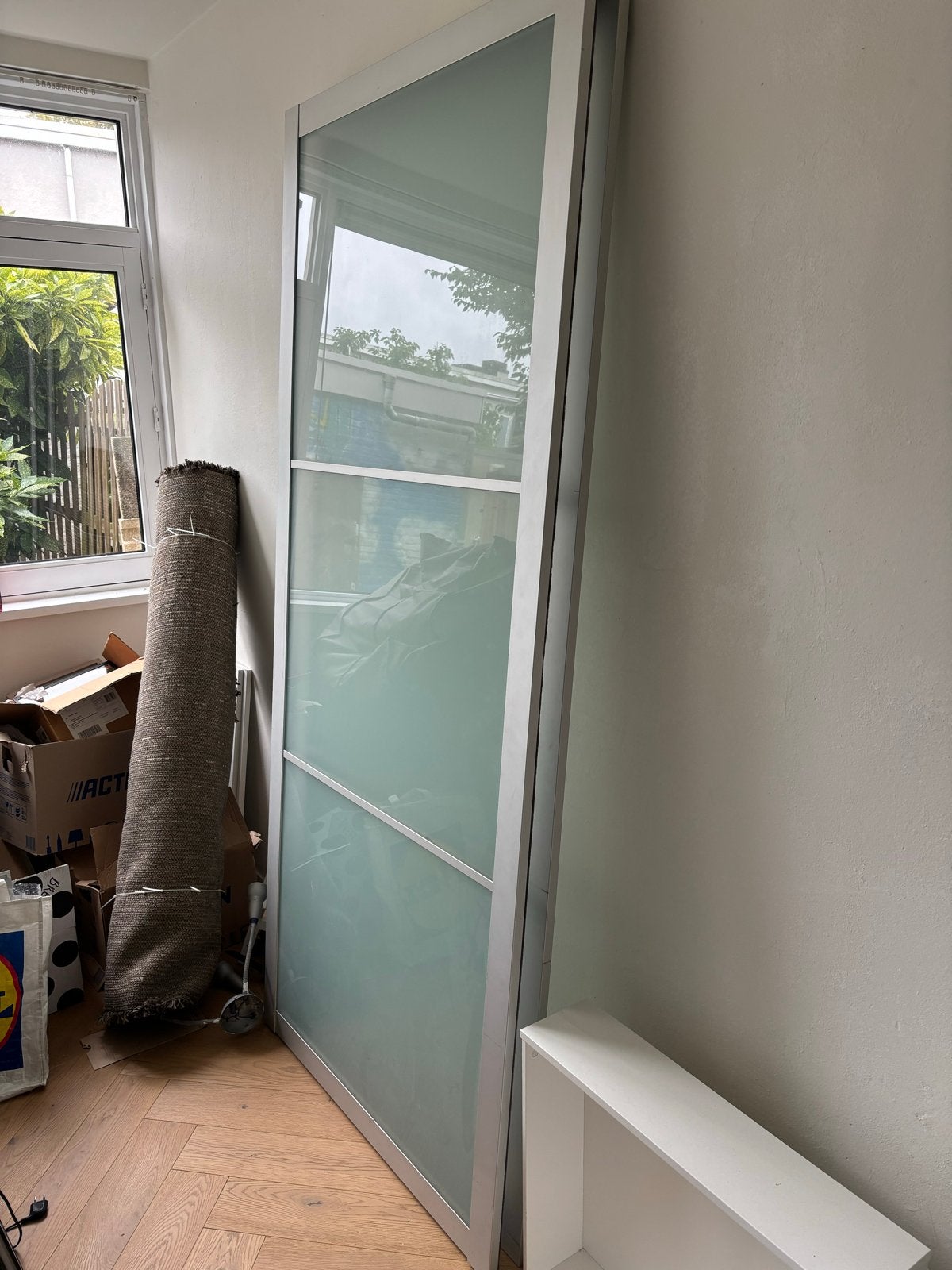 Ikea Pax Schuifdeur 236x100cm Grijs met Glas, Huis en Inrichting, Ophalen, Gebruikt, 200 cm of meer, 50 tot 100 cm