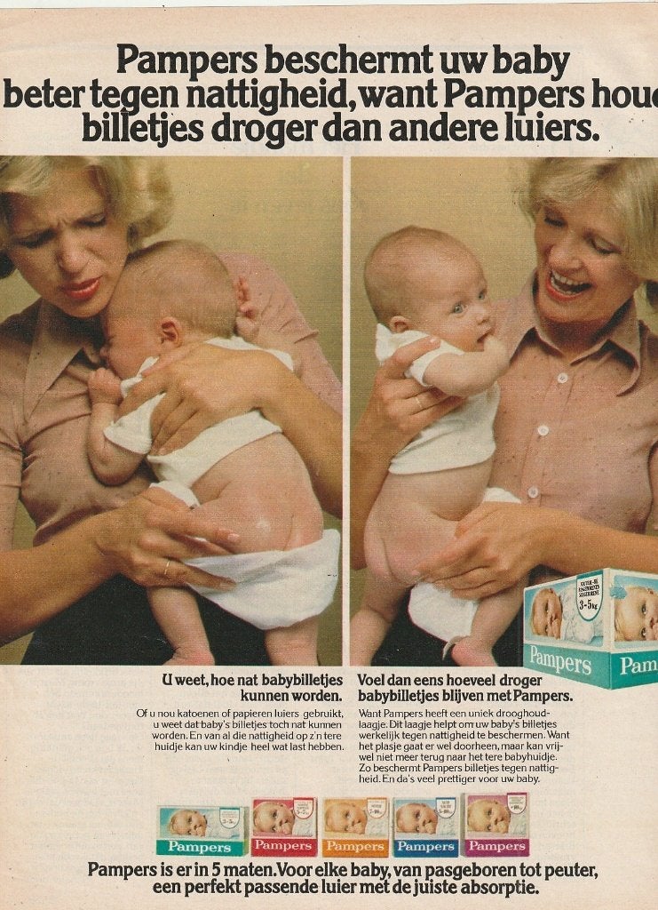 Retro reclame 1979 Pampers baby luiers ook in newborn, Verzamelen, Verzenden, Overige typen
