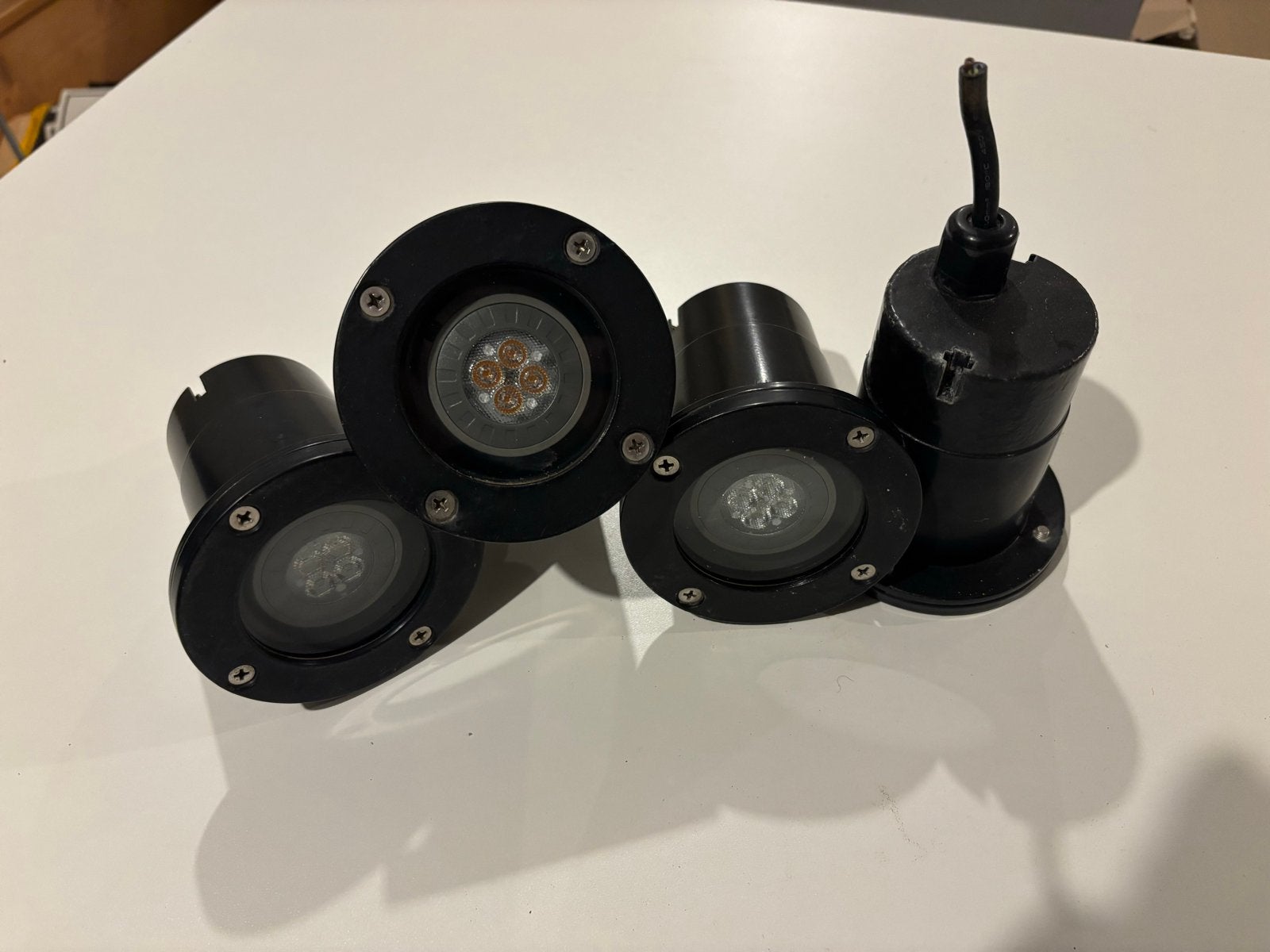 Set van 4 LED grondspots - Zwart, waterbestendig, Overige materialen, Gebruikt, Minder dan 50 watt, Ophalen of Verzenden