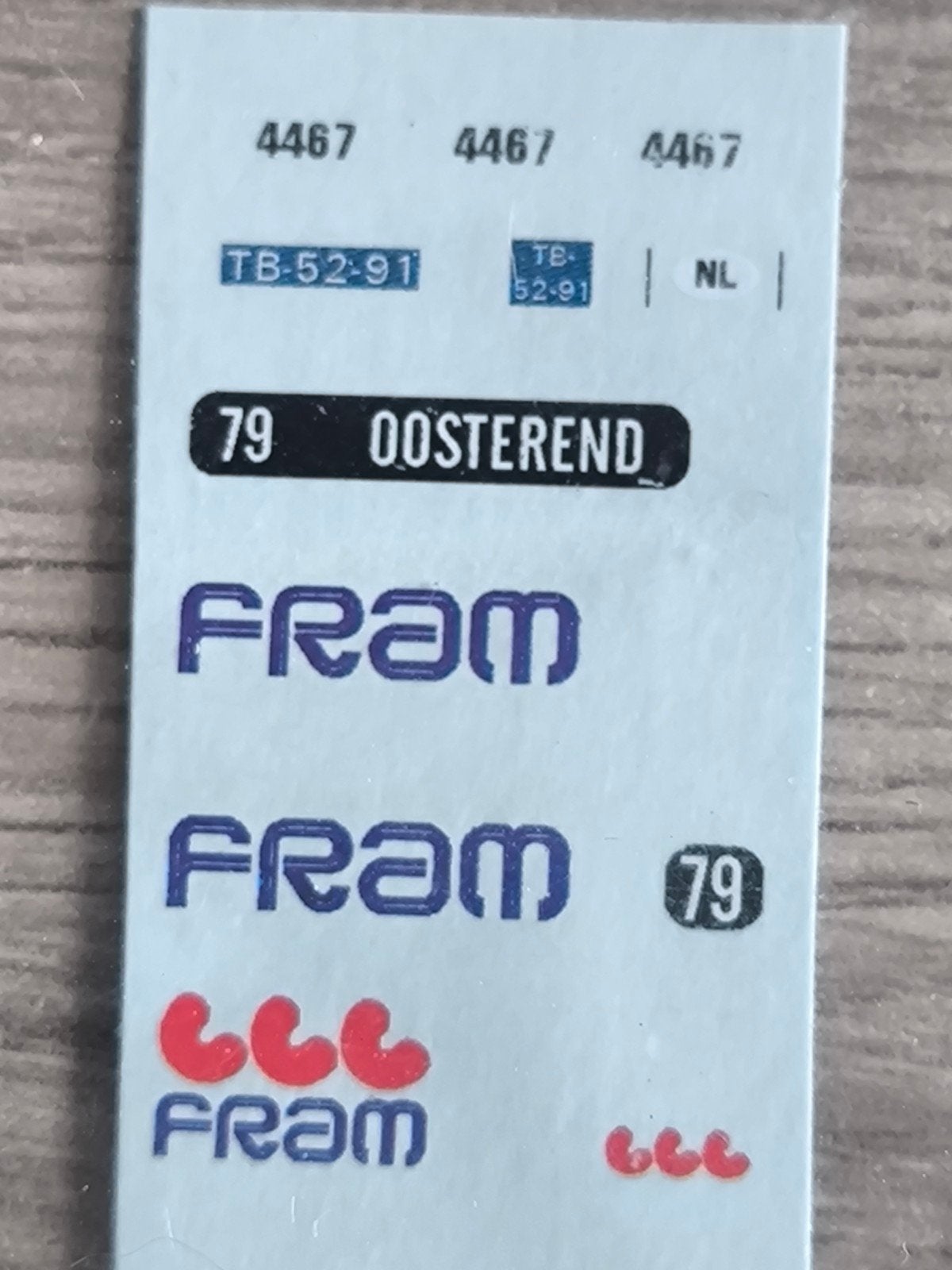 Hb model bus Decals FRAM, Verzenden, Nieuw, Bus of Vrachtwagen