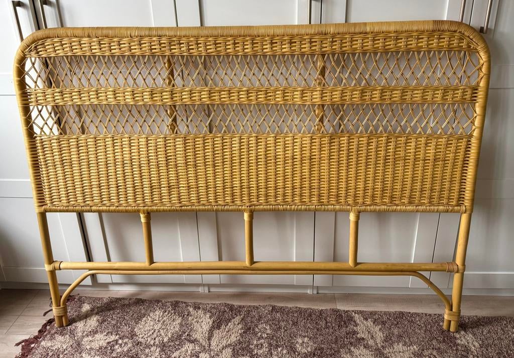 Te koop aangeboden: Rotan Hoofdbord., Ophalen, Zo goed als nieuw, Tweepersoons, 160 cm