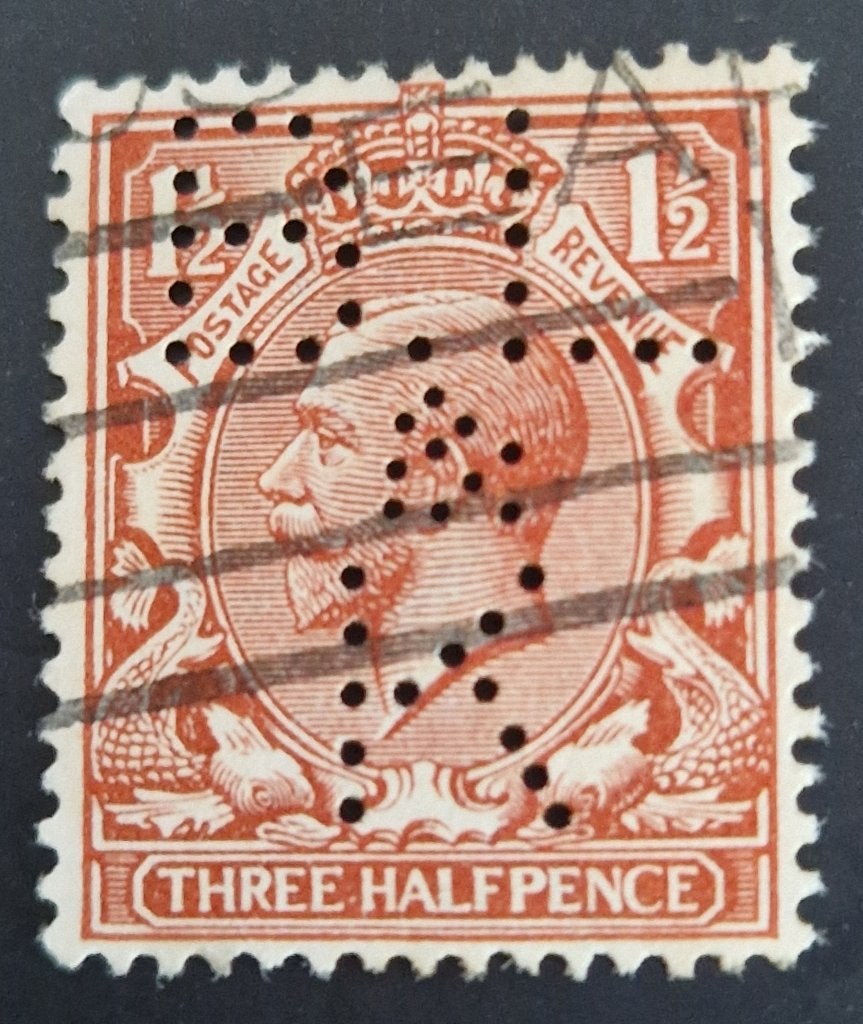 Groot-Brittannië 1912  Yvert 141 Koning George V perfin  Bll, Ophalen of Verzenden, Gestempeld