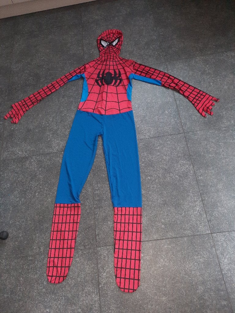 spiderman onesie carnaval heren M, Ophalen of Verzenden, Zo goed als nieuw, Maat 52/54 (L)