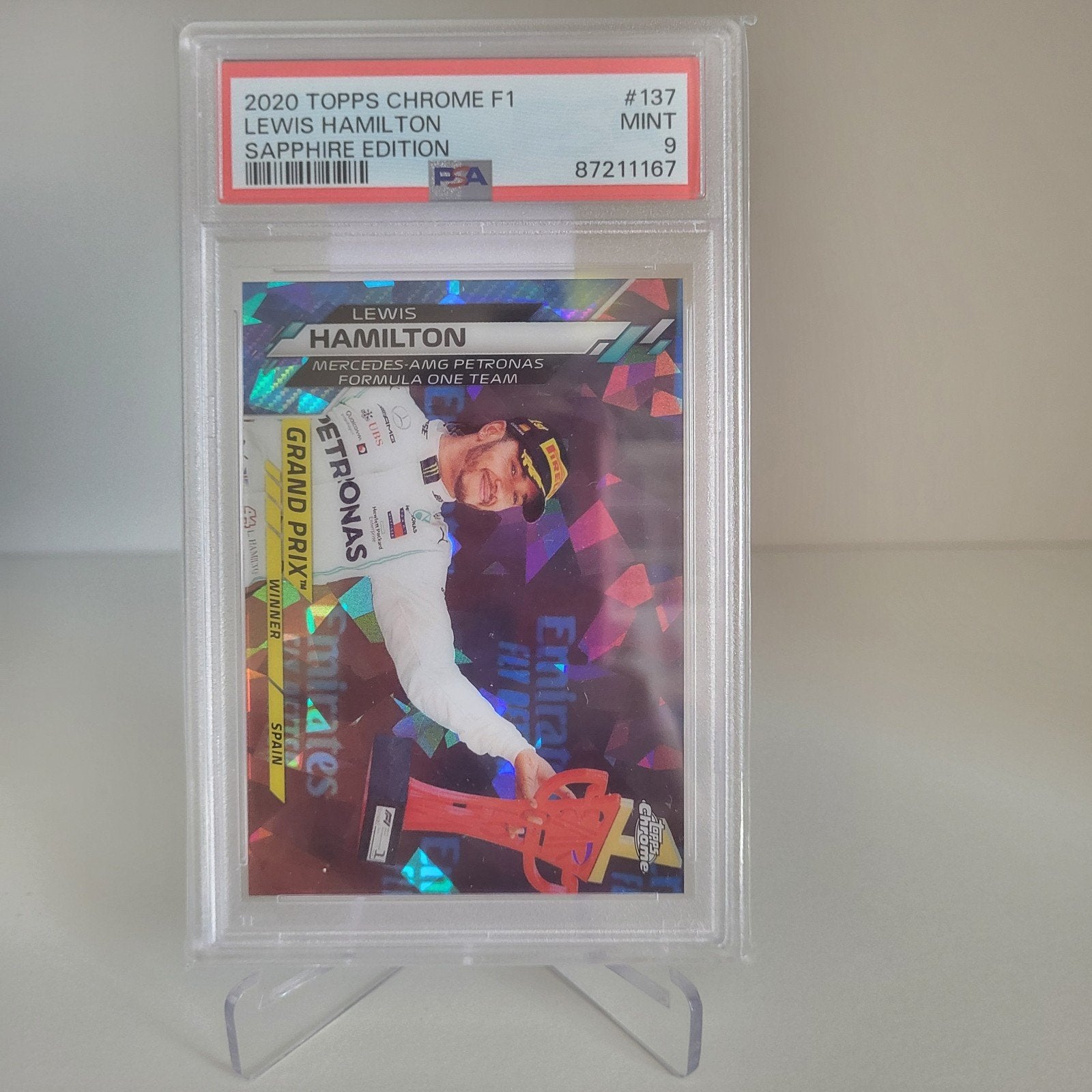 Lewis Hamilton F1 Topps Chrome Sapphire Edition PSA 9, Ophalen of Verzenden