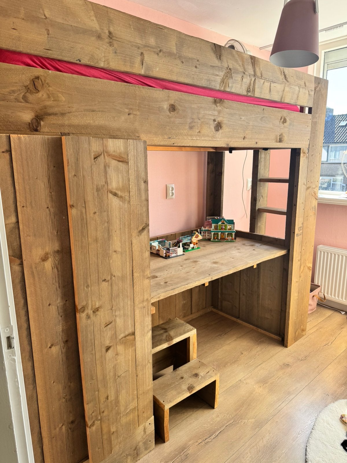 Hoogslaper van steigerhout, Kinderen en Baby's, Kinderkamer | Stapelbedden en Hoogslapers, Ophalen, Zo goed als nieuw, Hoogslaper