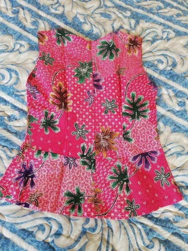 Traditionele Maleisische Batik Peplum Top, Meerkleurig, Ophalen of Verzenden, Putri Jelita, Zo goed als nieuw