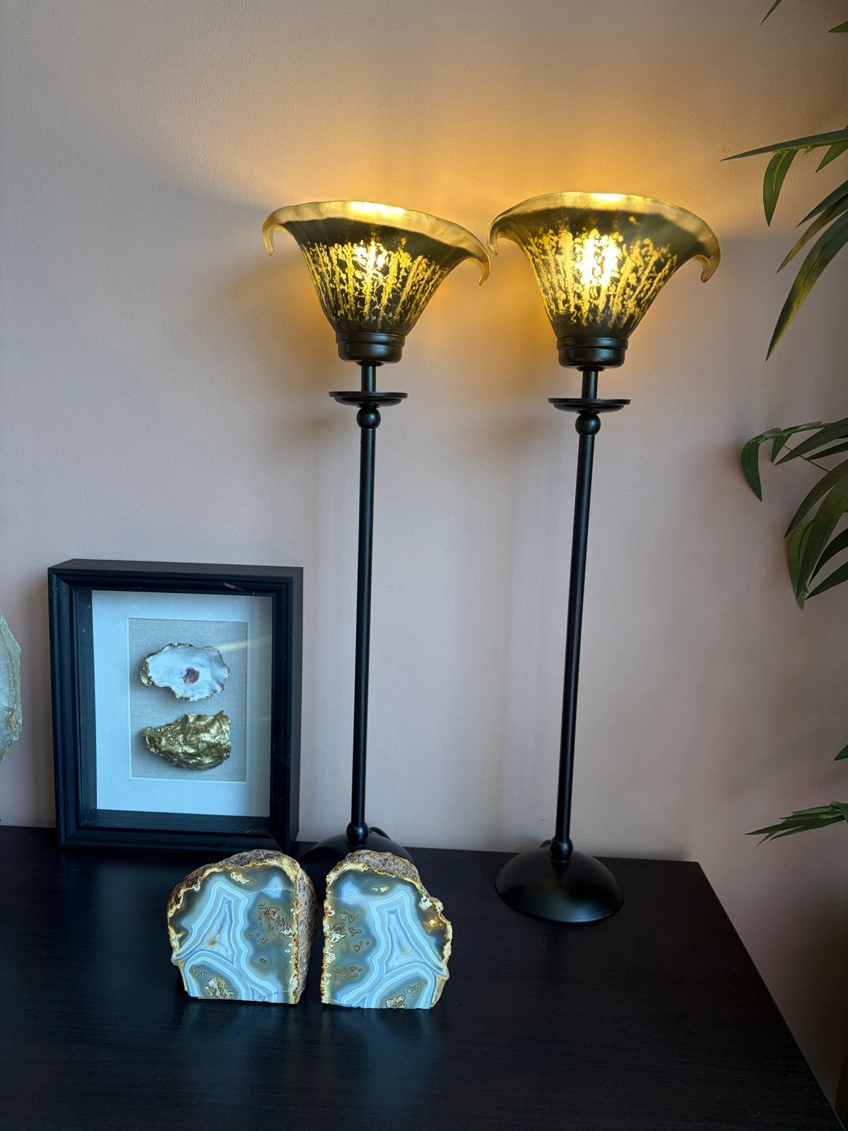 Exclusieve set Art Nouveau buffetlampen - Goud & Zwart, Met schakelaar, Overige merken, Zwart, Overige fittingen