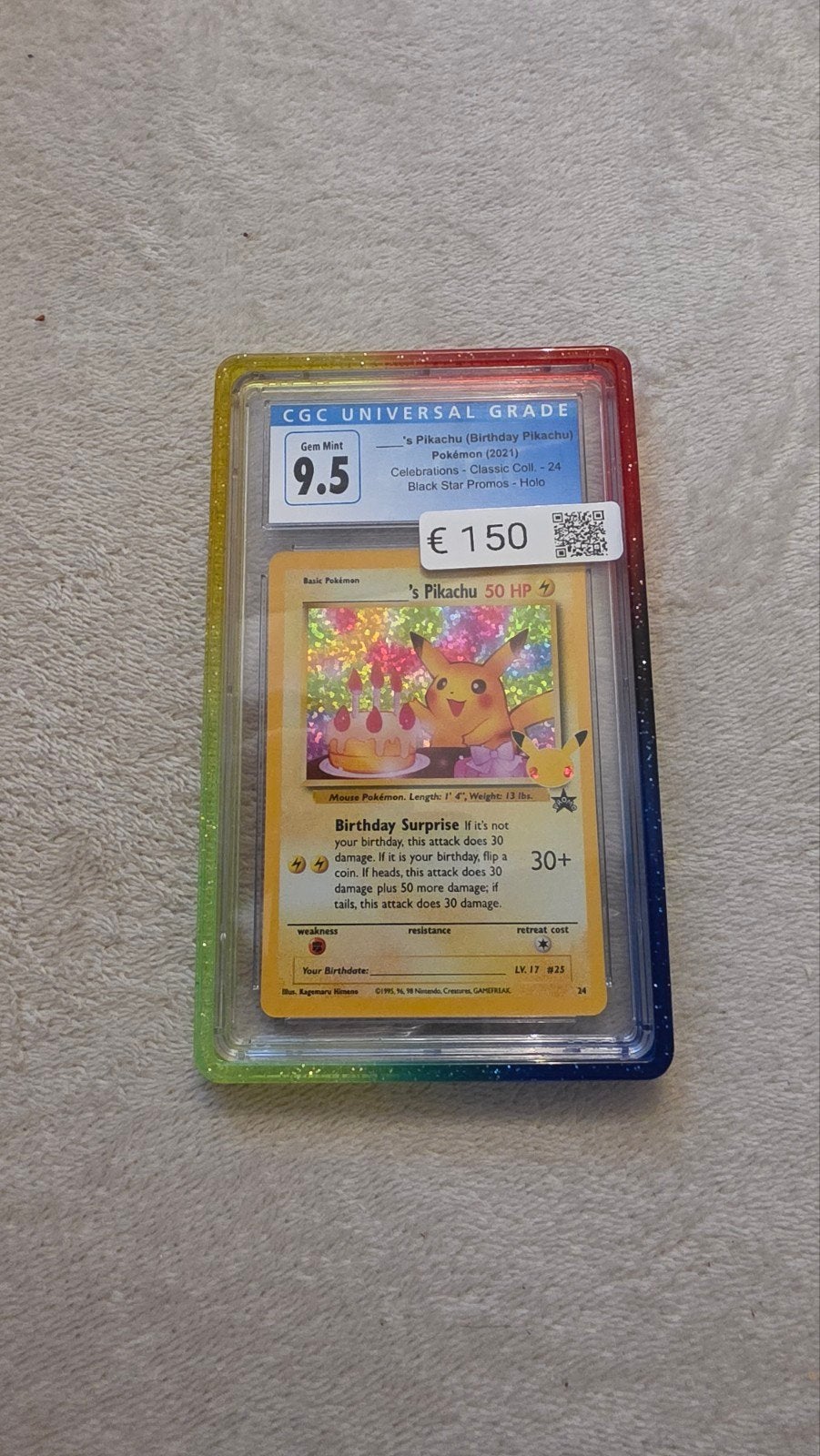 Pokemon Birthday Pikachu #24 Celebrations CGC 9.5, Ophalen of Verzenden