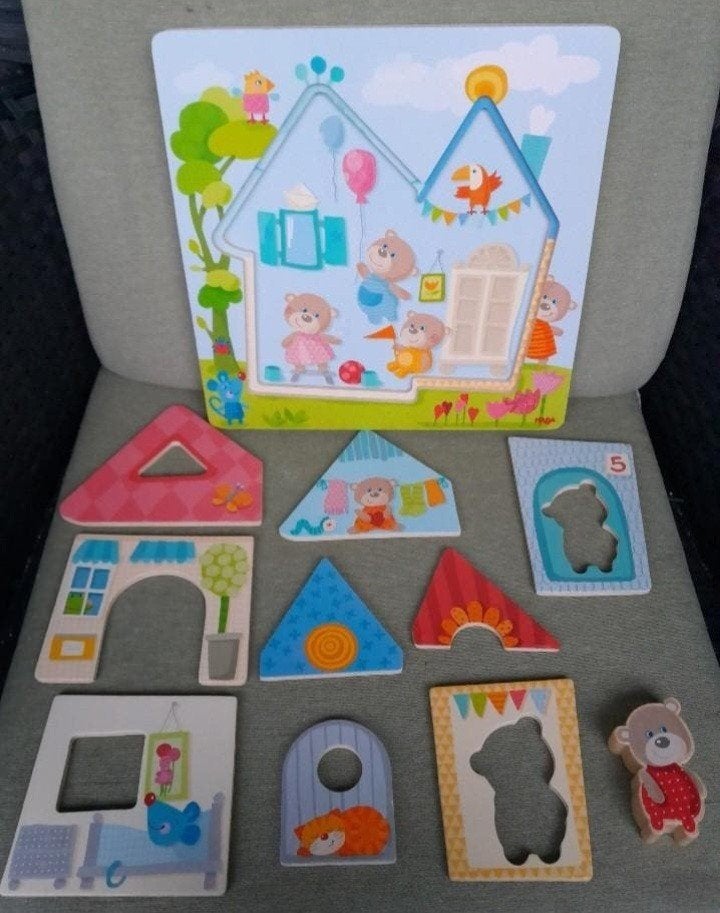 Haba houten laagjes puzzel 2 lagen, Ophalen of Verzenden, Zo goed als nieuw, Overige typen