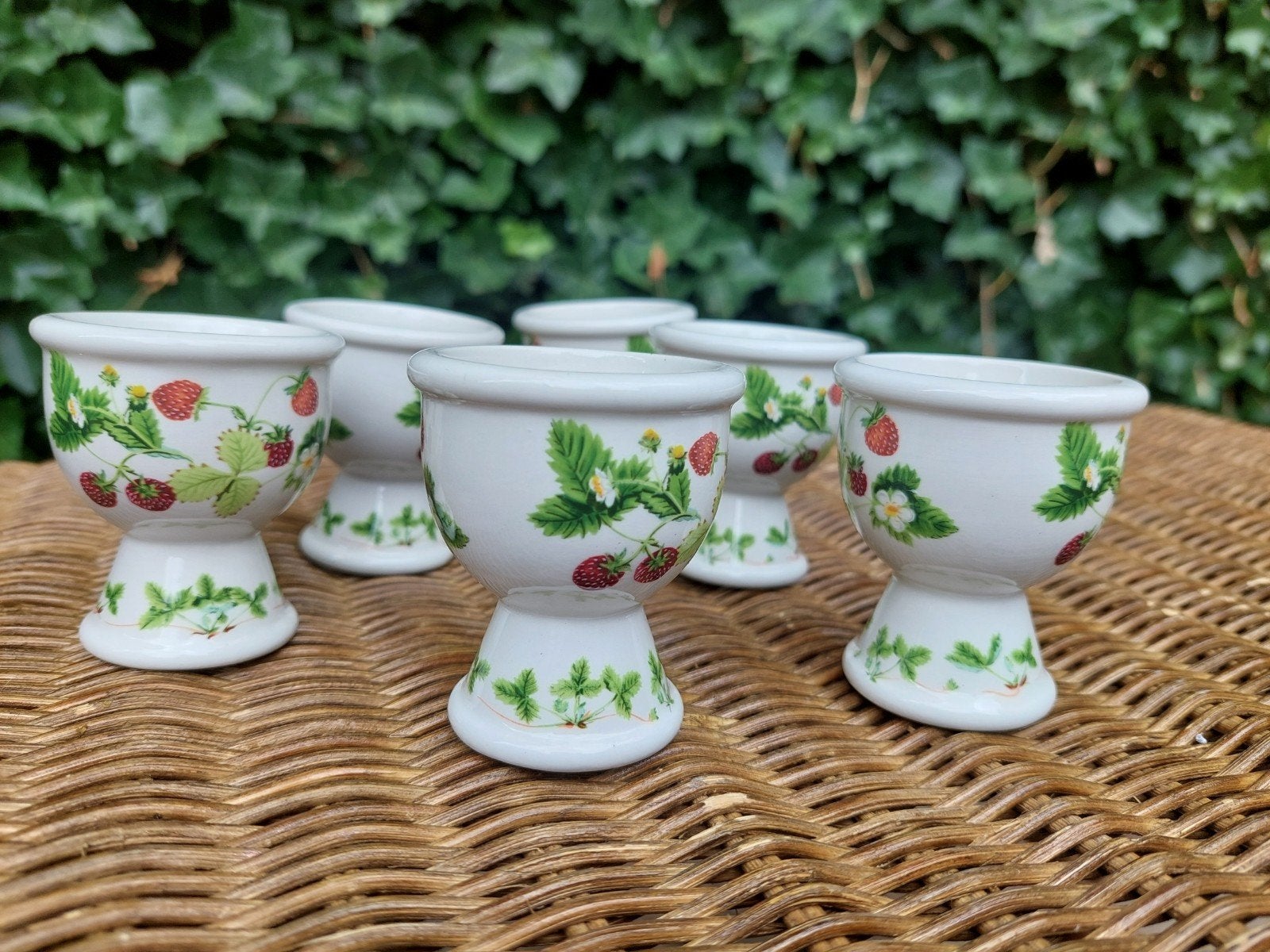6 vintage Portmeirion Aardbei Eierdopjes - Made in England, Ophalen of Verzenden