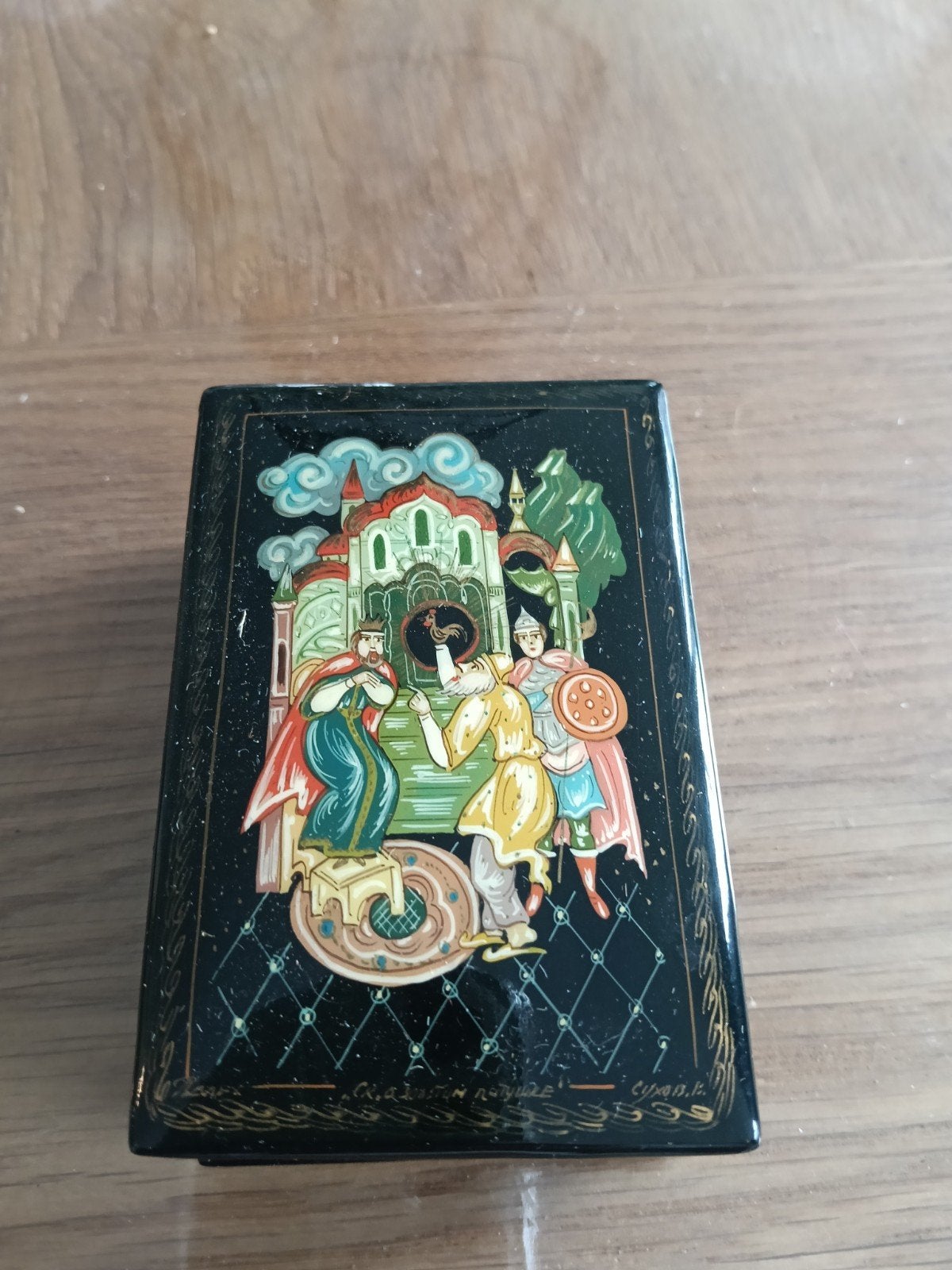 Vintage Russisch Lakdoosje - Handgeschilderd, Antiek en Kunst, Ophalen of Verzenden