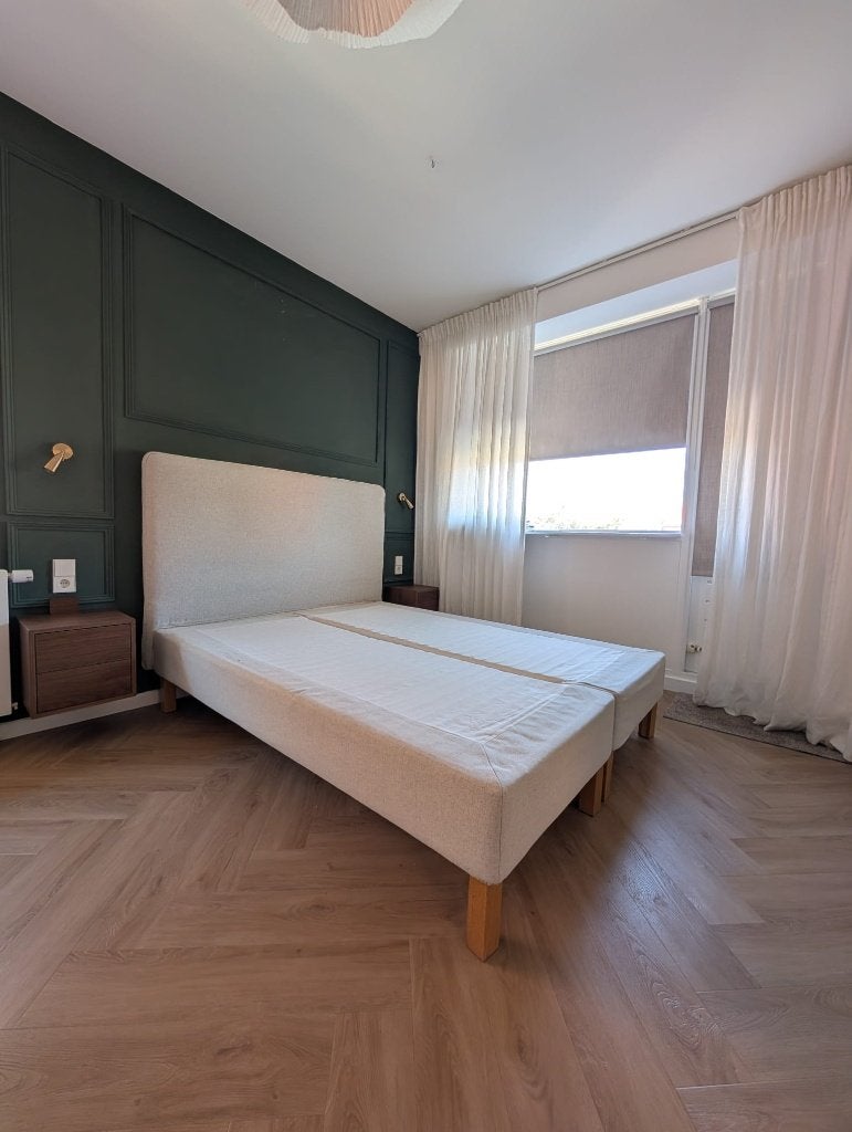 IKEA bedframe 160x200 cm – grijs + extra donkergrijze hoes, Ophalen, Gebruikt, Tweepersoons, 200 cm