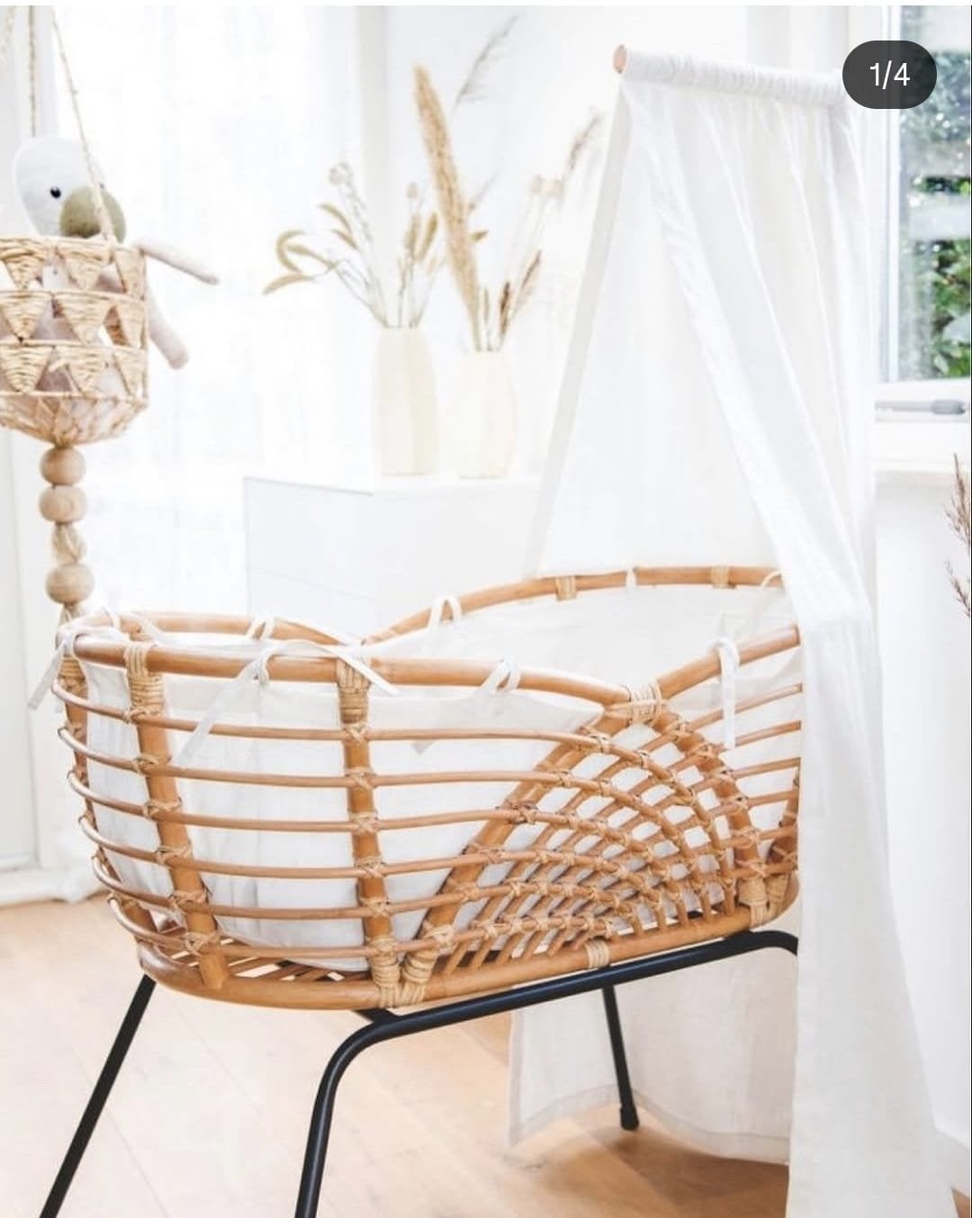 Rotan Wieg met Hemel - Zo Goed als Nieuw, Ophalen of Verzenden, Zo goed als nieuw, Wieg
