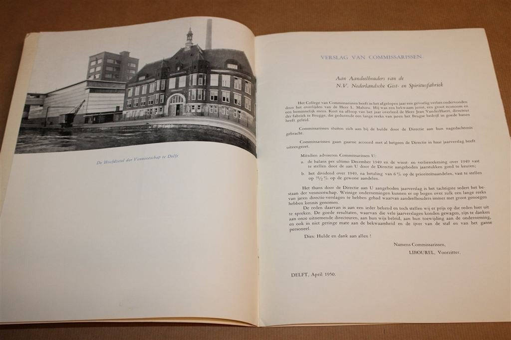 Nederlandsche Gist, Spiritusfabriek Delft — Jaarverslag 1949, Ophalen of Verzenden, Gelezen