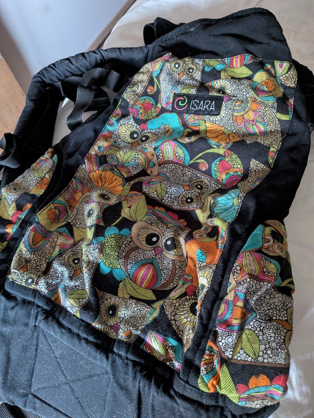 Isara Draagzak "Funky Owl" - Zo goed als nieuw, Kinderen en Baby's, Babydragers en Draagdoeken, Ophalen of Verzenden