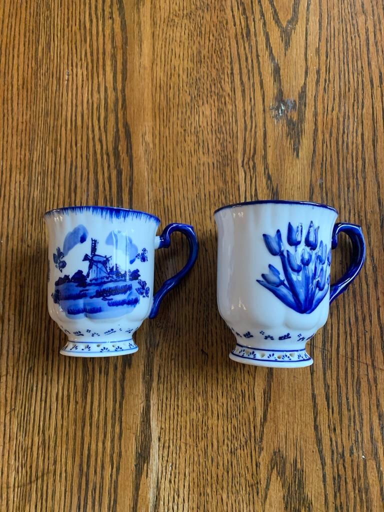 Delftware Royal Twickel kopjes Delfts Blauw Handgeschilderd, Antiek en Kunst, Ophalen